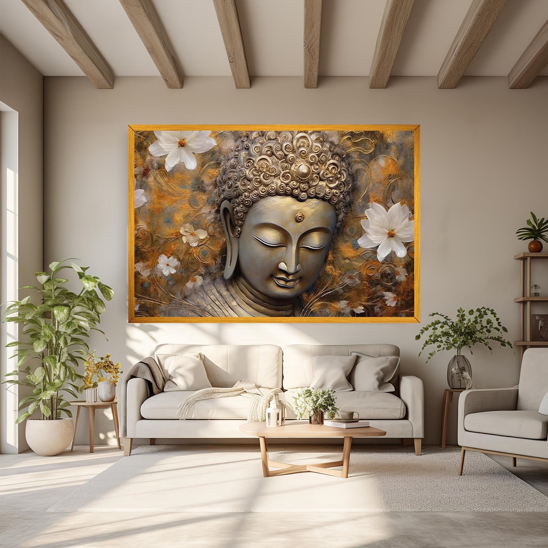White Flower Buddha Art mockup 6