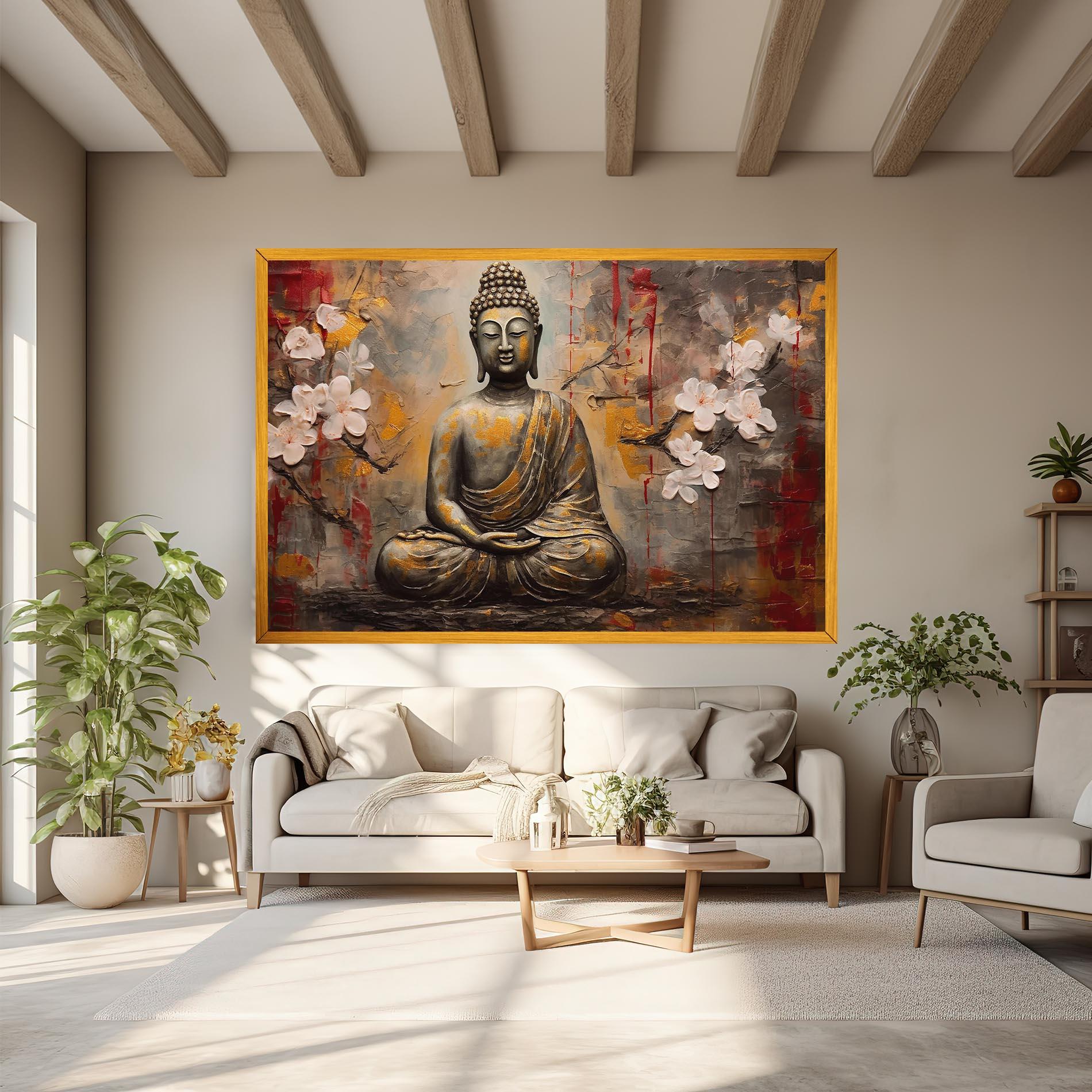 Vászonkép White Red Buddha mockup 6
