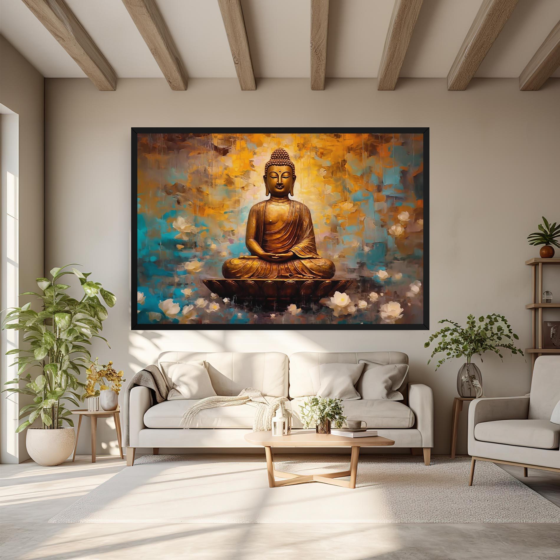 Vászonkép Blue Gold Buddha mockup 6