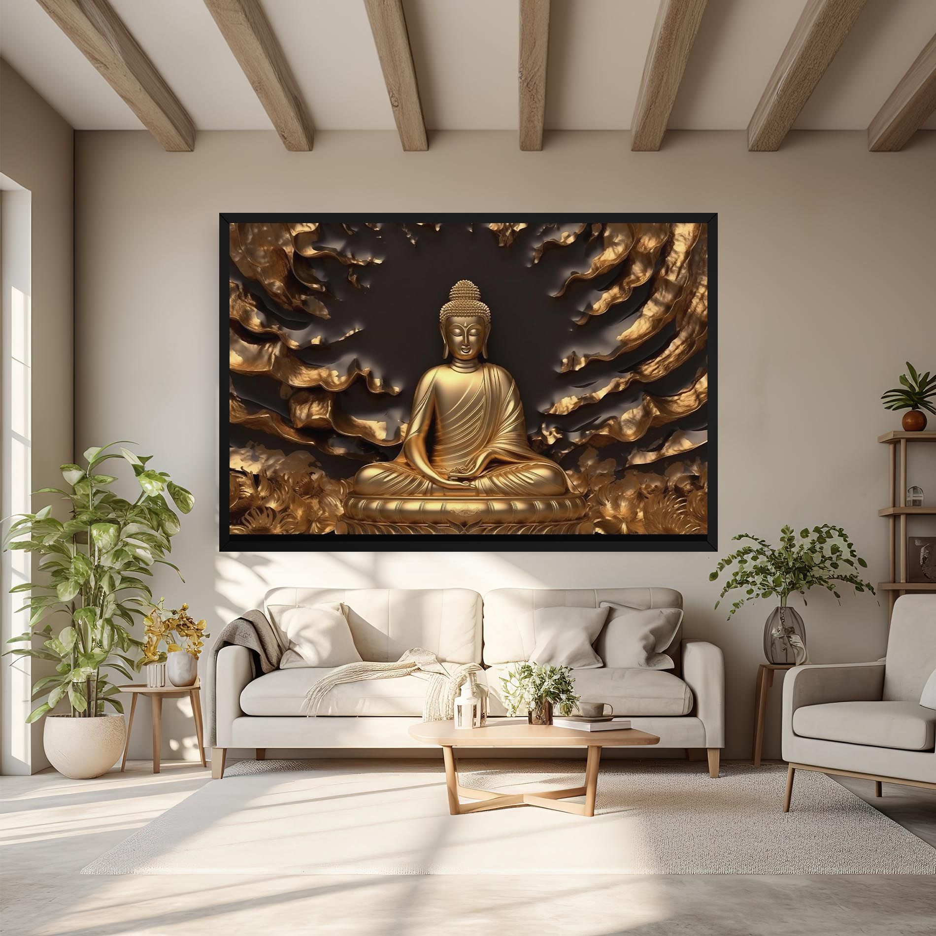 Gold 3d Buddha mockup 6