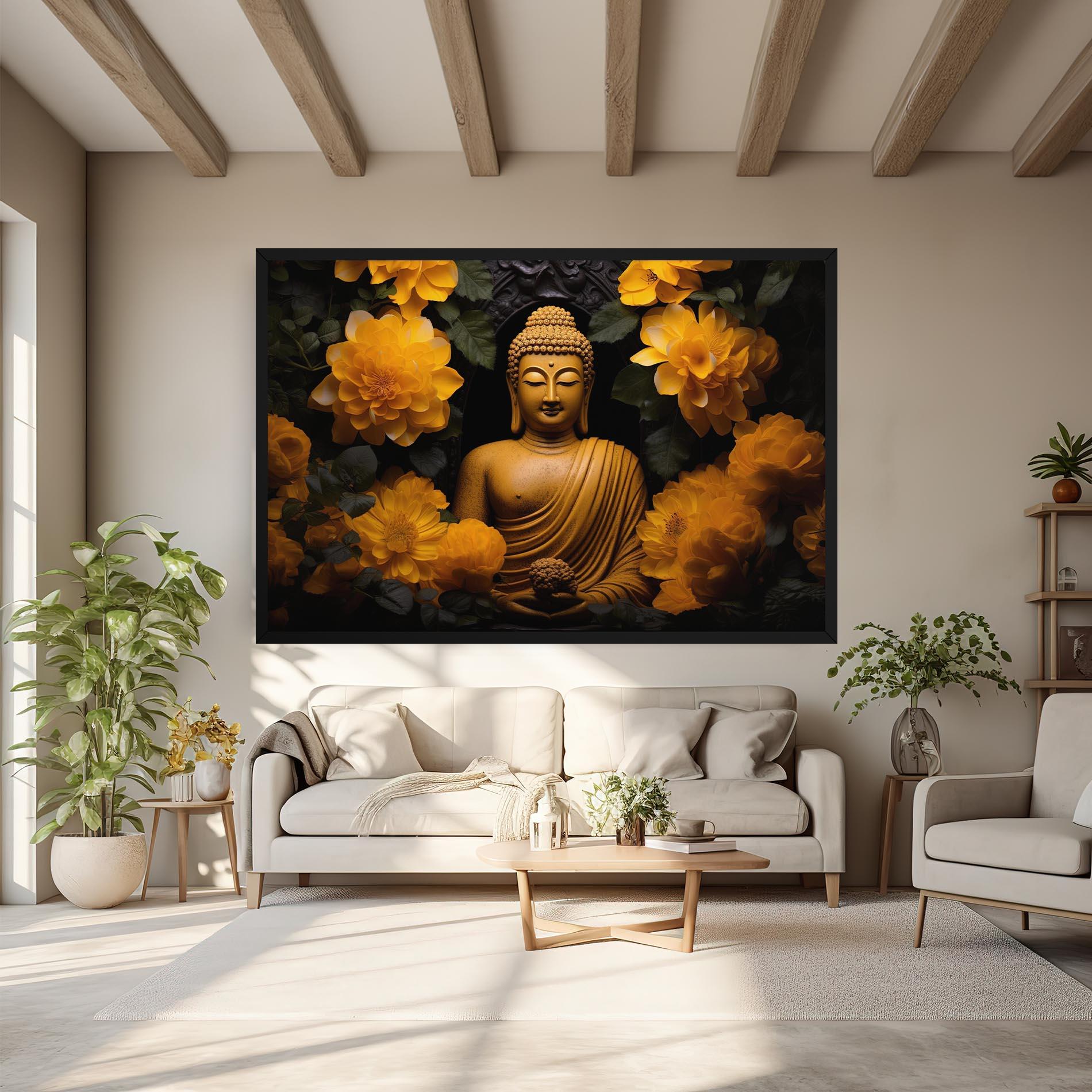 Vászonkép Vecteezy_buddha Statue Surrounded By Yellow Flowers Ai Generated_27745002_860 mockup 6