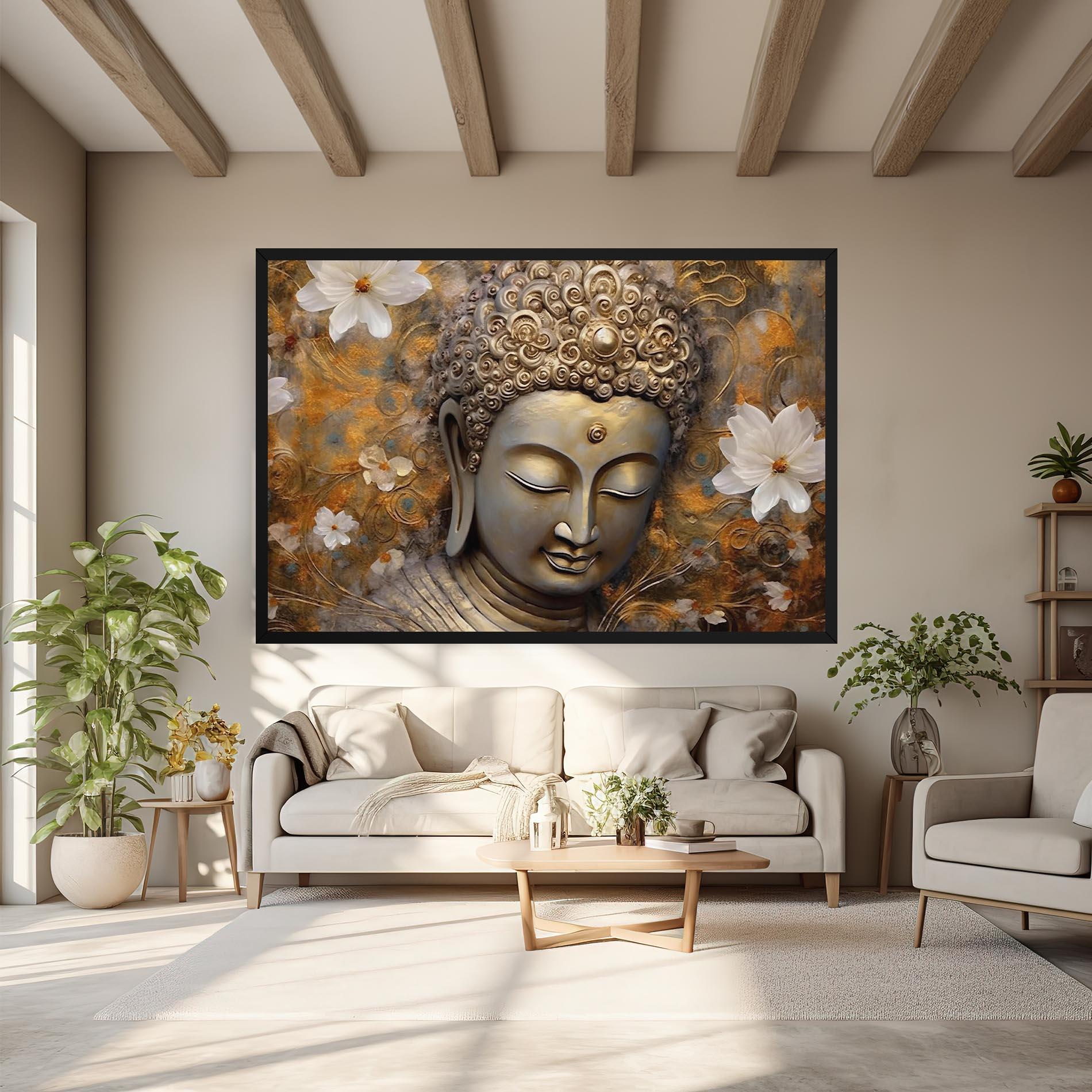 Vászonkép White Flower Buddha Art mockup 6