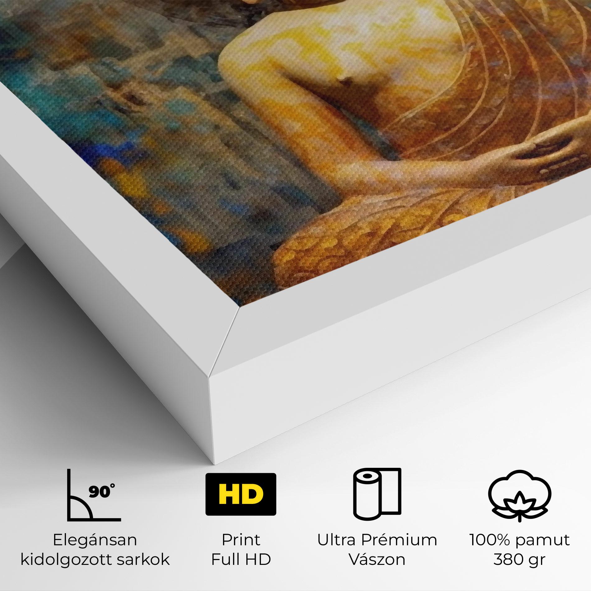 Vászonkép Buddha Blue Gold mockup 4