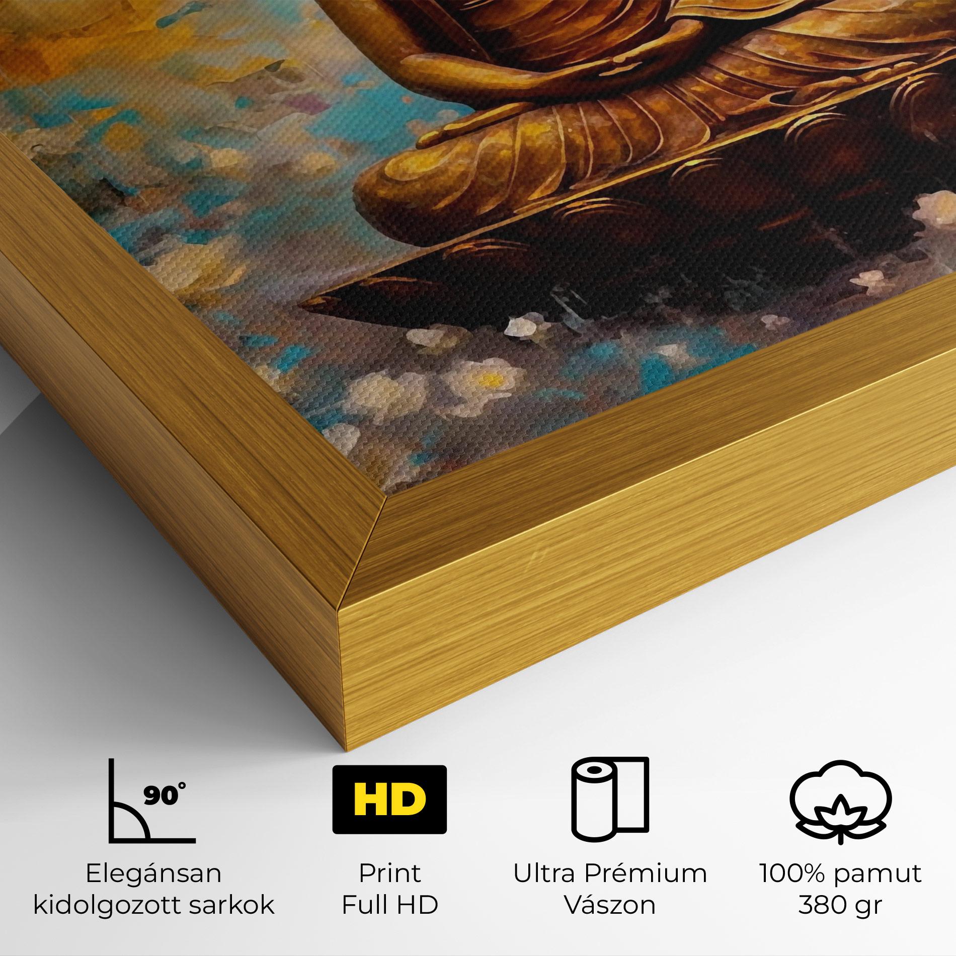 Vászonkép Blue Gold Buddha mockup 4