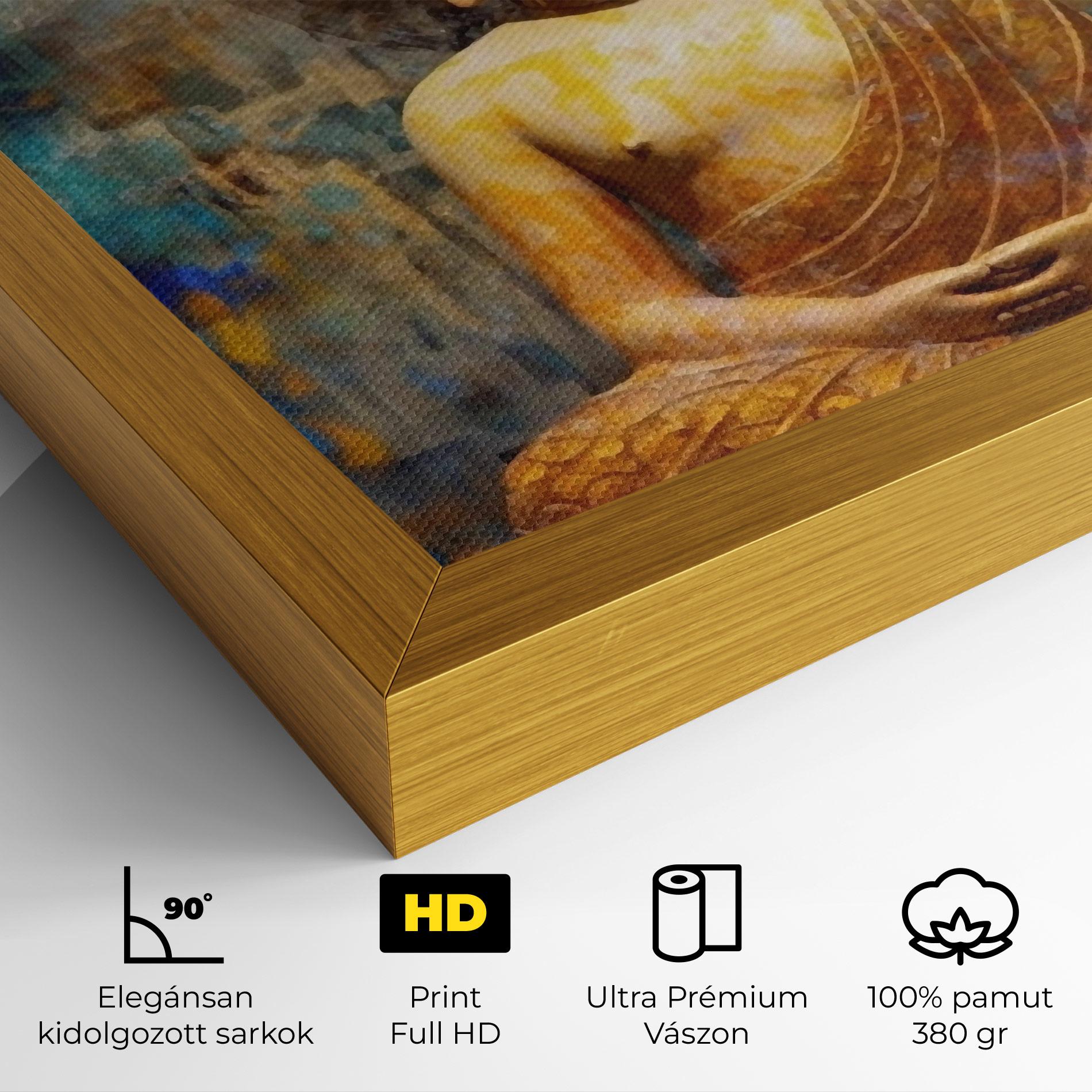 Vászonkép Buddha Blue Gold mockup 4
