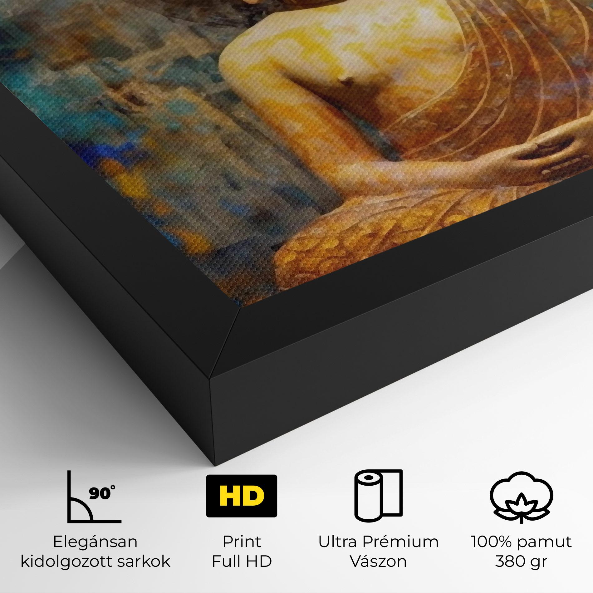 Vászonkép Buddha Blue Gold mockup 4