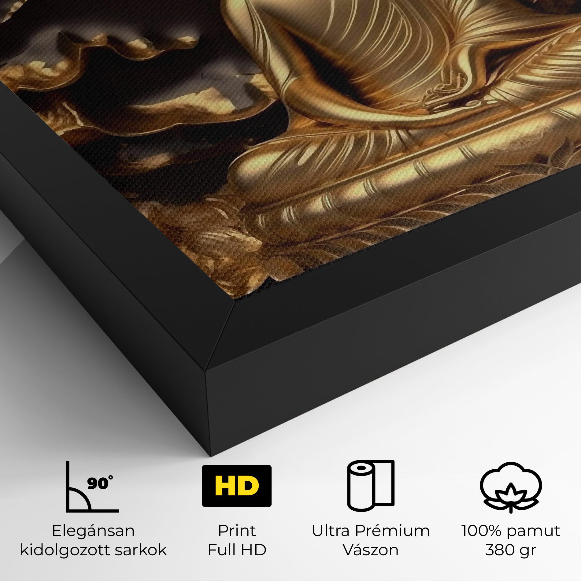 Vászonkép Gold 3d Buddha mockup 4