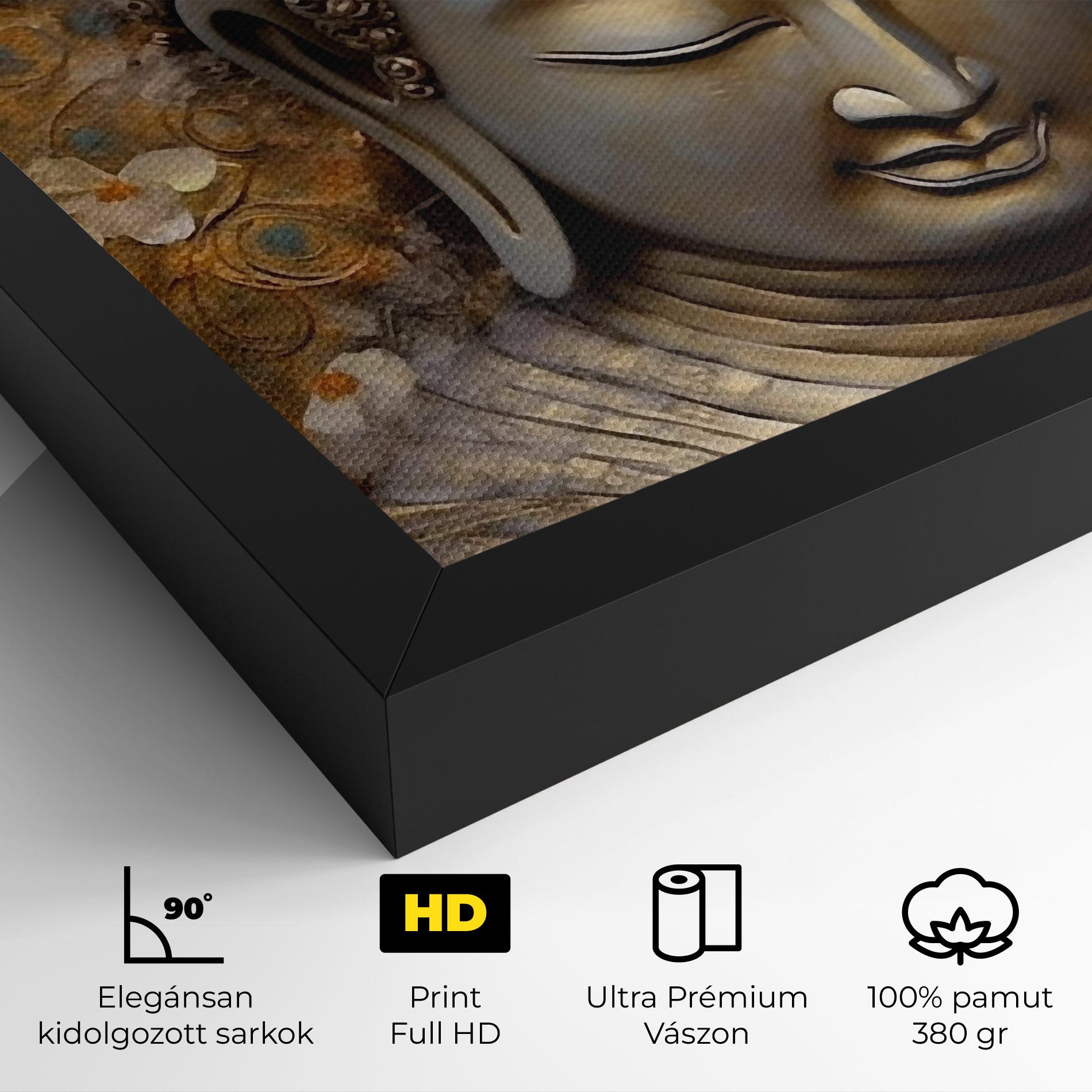 Vászonkép White Flower Buddha Art mockup 4