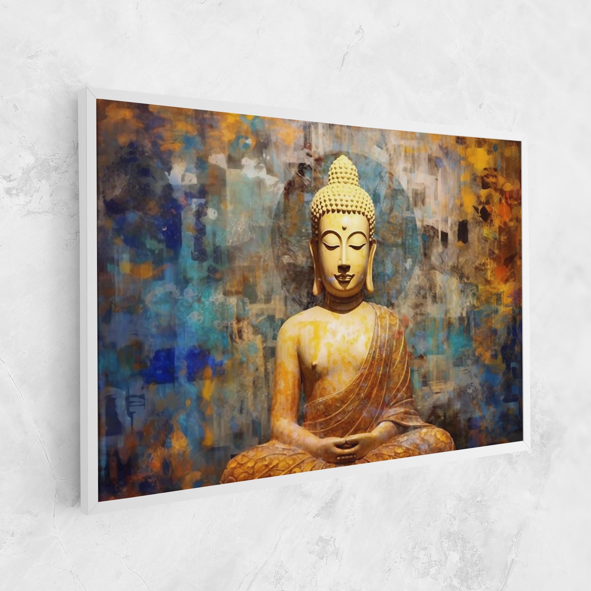 Vászonkép Buddha Blue Gold mockup 1