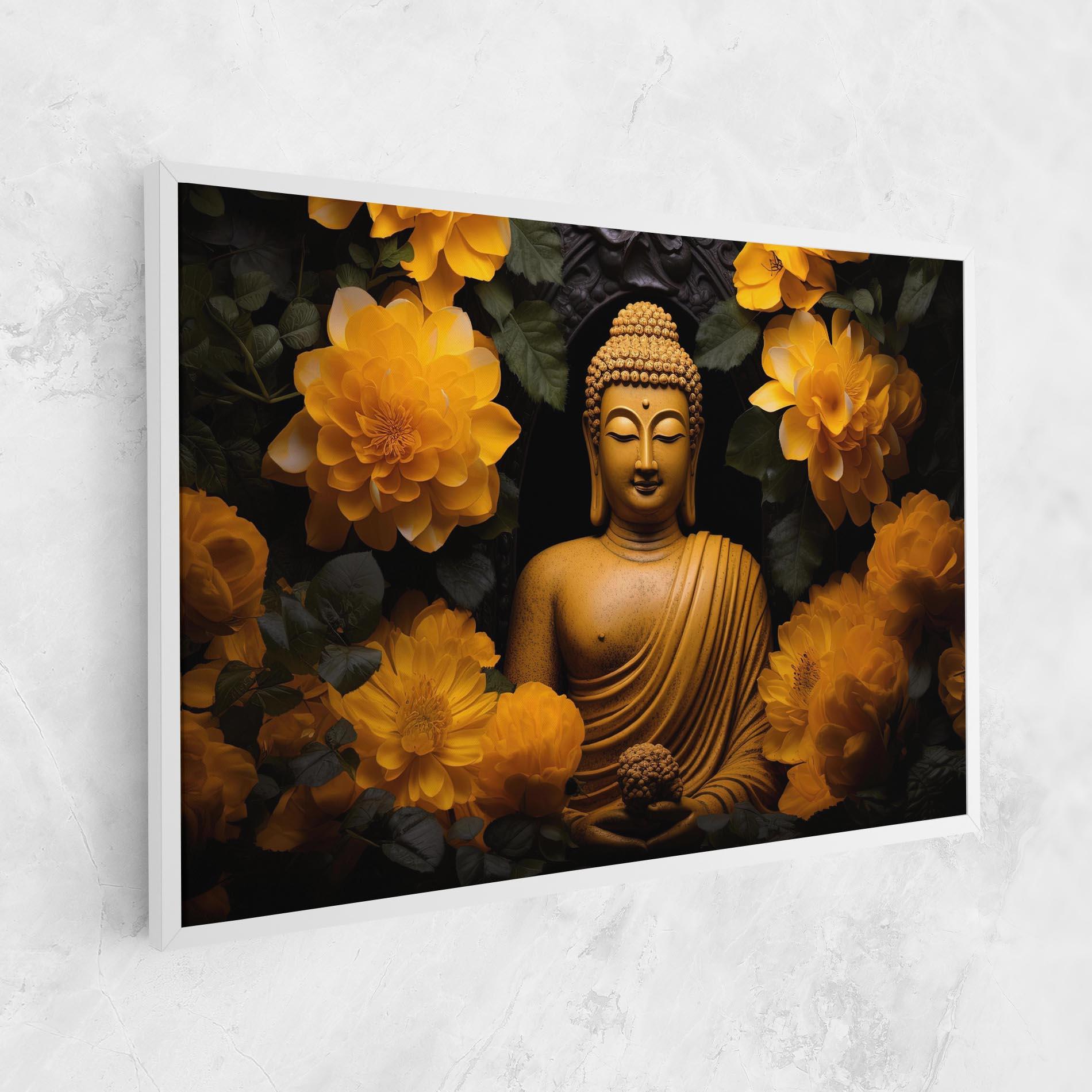 Vászonkép Vecteezy_buddha Statue Surrounded By Yellow Flowers Ai Generated_27745002_860 mockup 1