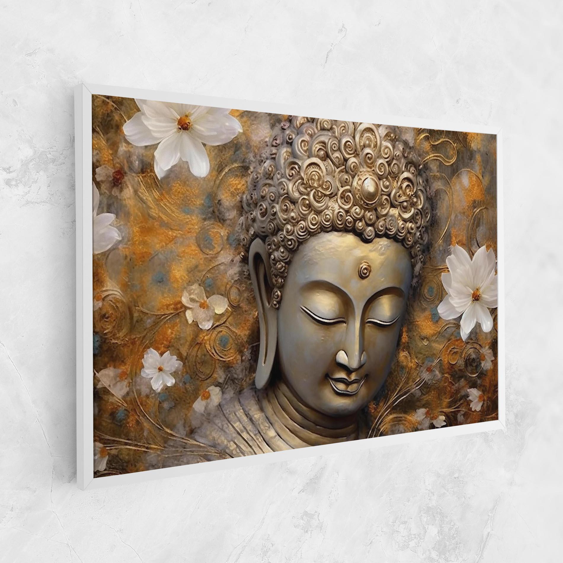 Vászonkép White Flower Buddha Art mockup 1