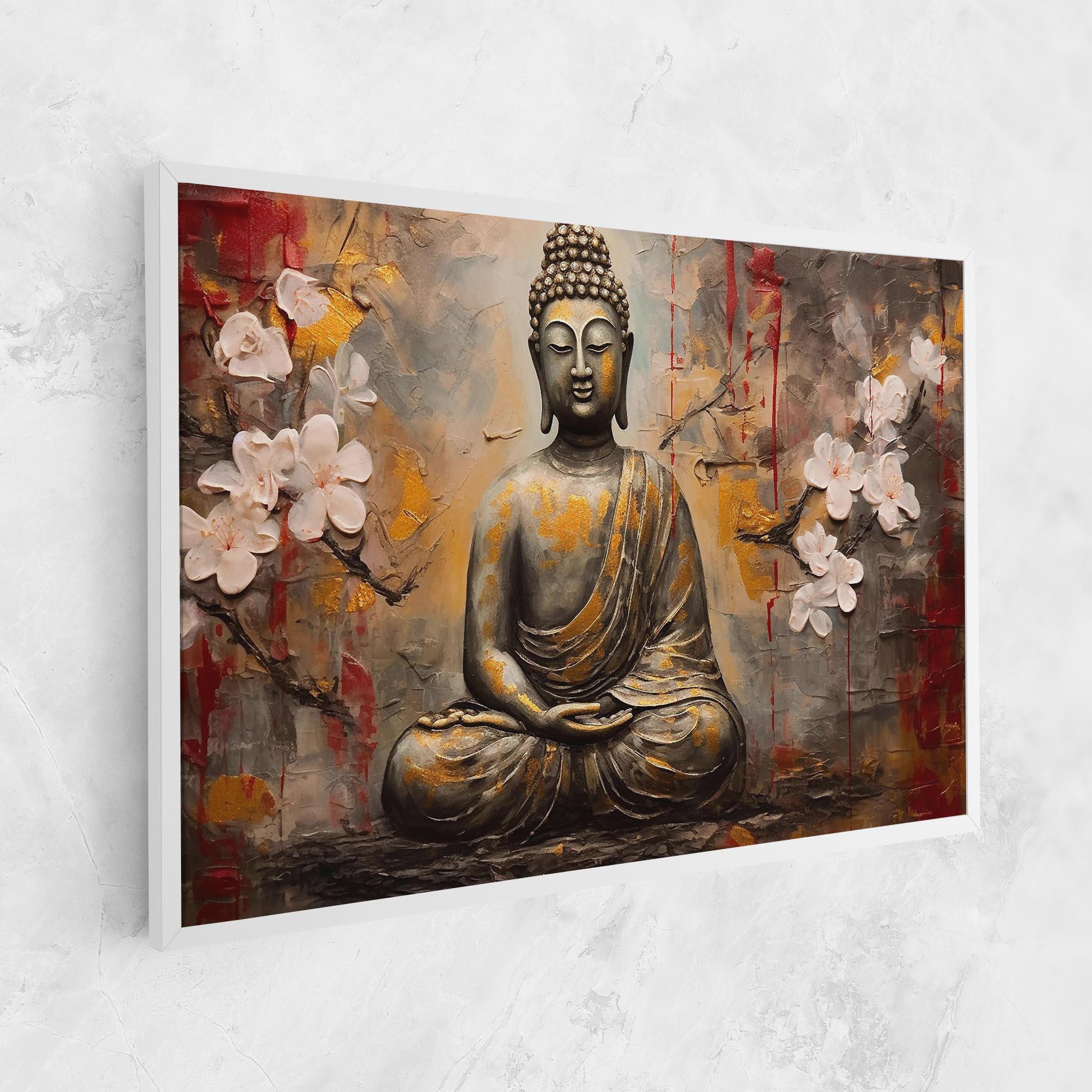 Vászonkép White Red Buddha mockup 1