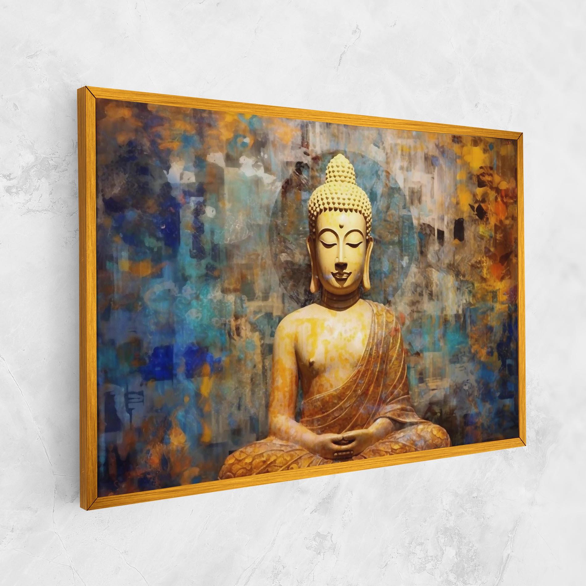 Vászonkép Buddha Blue Gold mockup 1