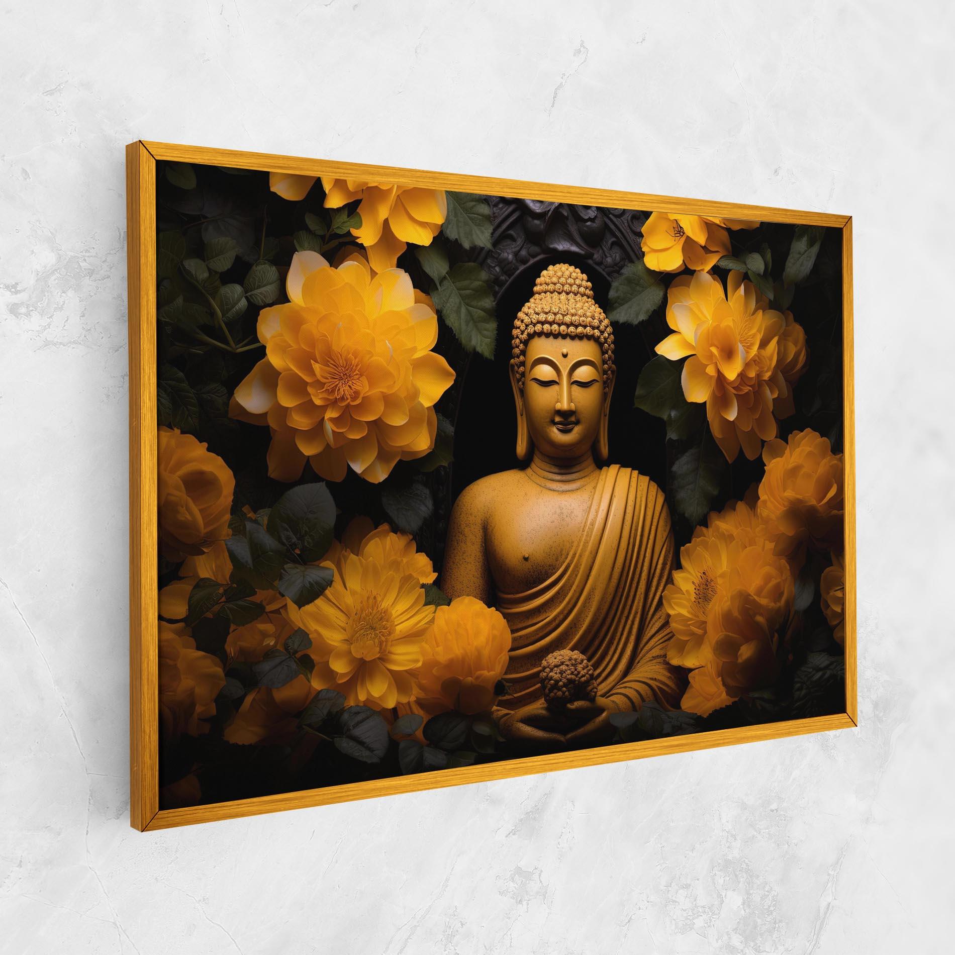 Vászonkép Vecteezy_buddha Statue Surrounded By Yellow Flowers Ai Generated_27745002_860 mockup 1