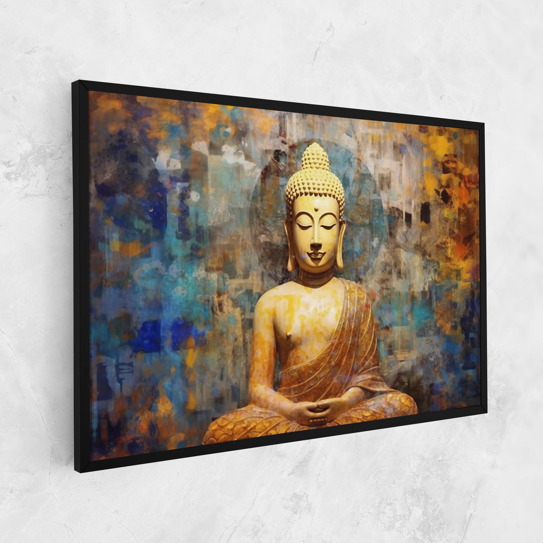 Vászonkép Buddha Blue Gold mockup 1