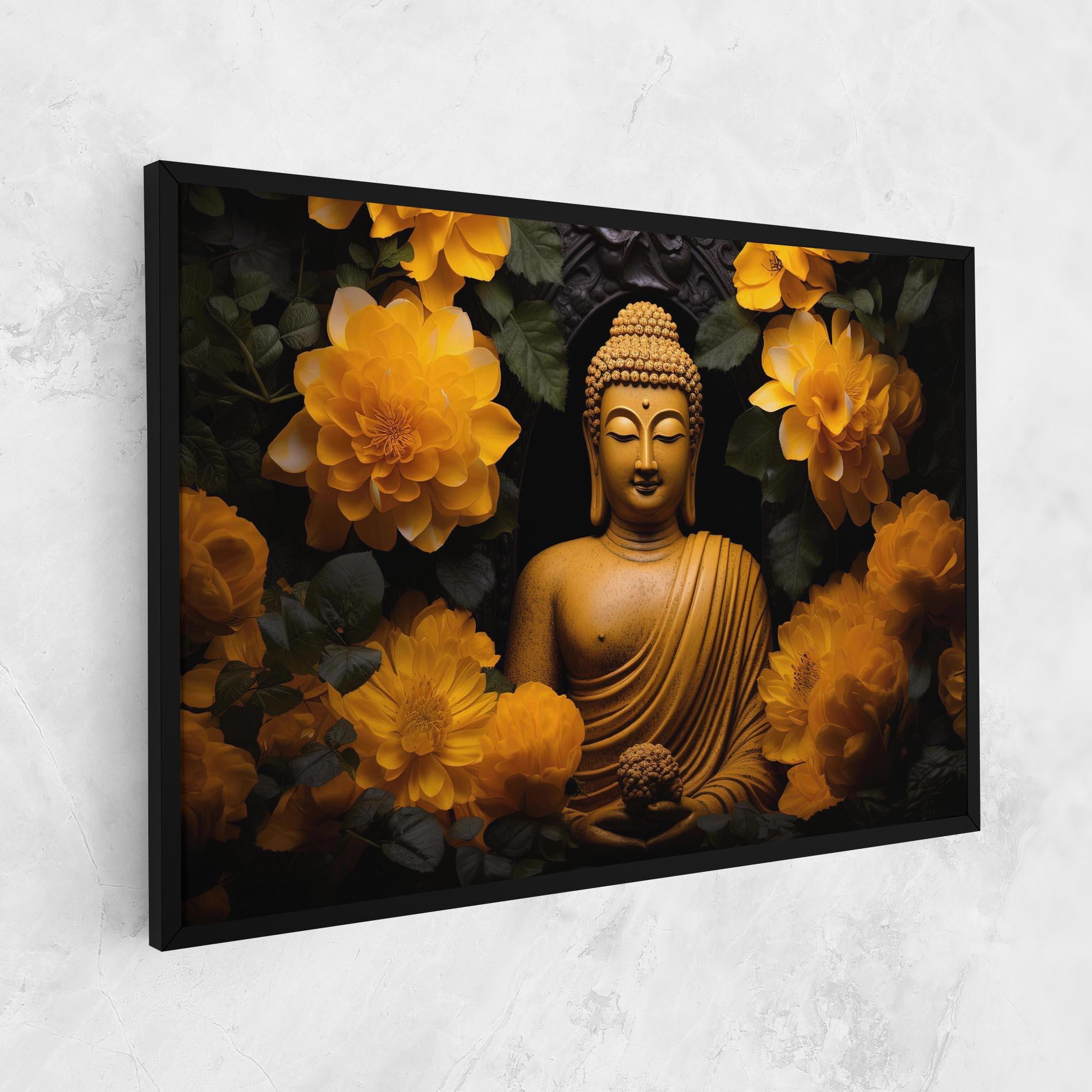Vászonkép Vecteezy_buddha Statue Surrounded By Yellow Flowers Ai Generated_27745002_860 mockup 1