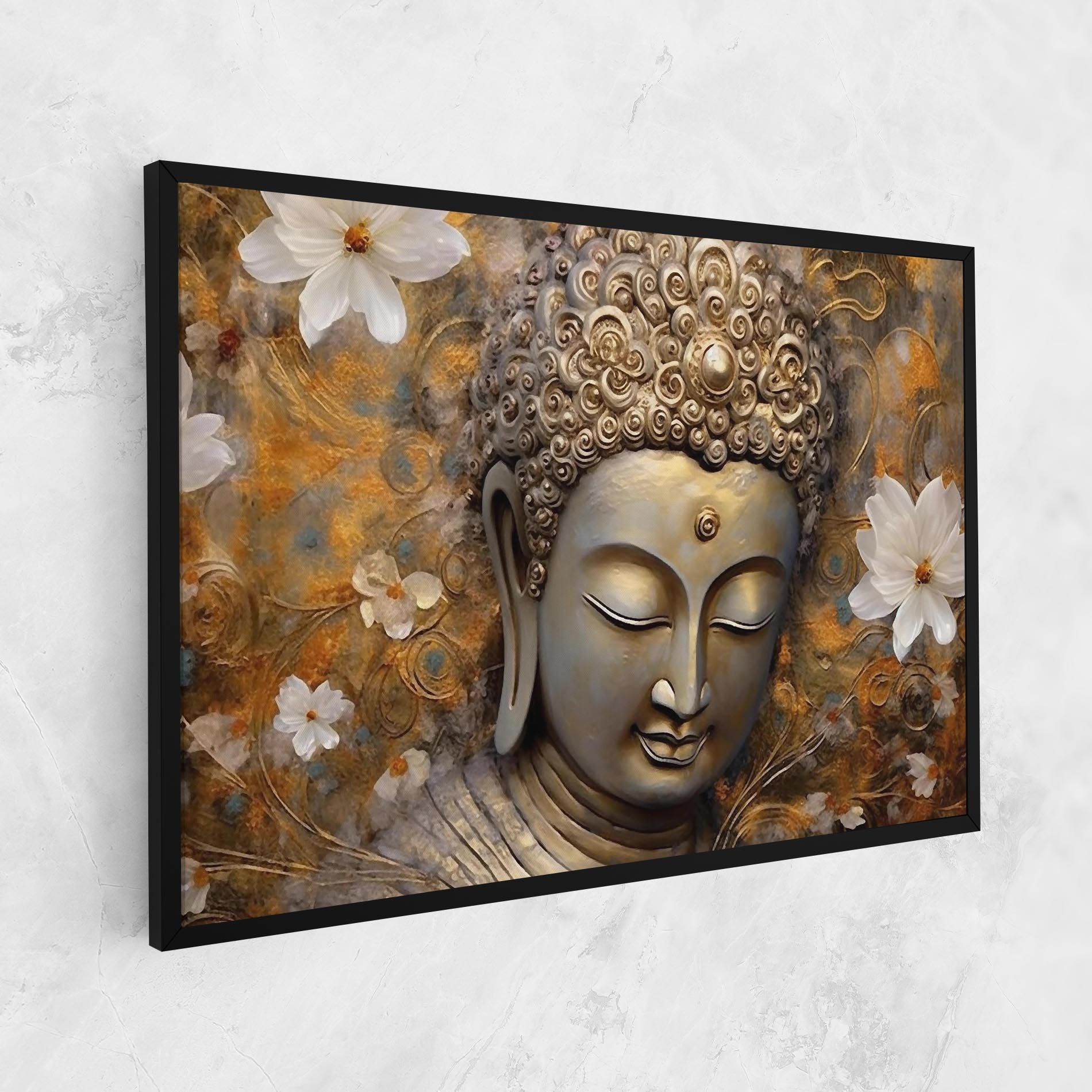 White Flower Buddha Art mockup 1