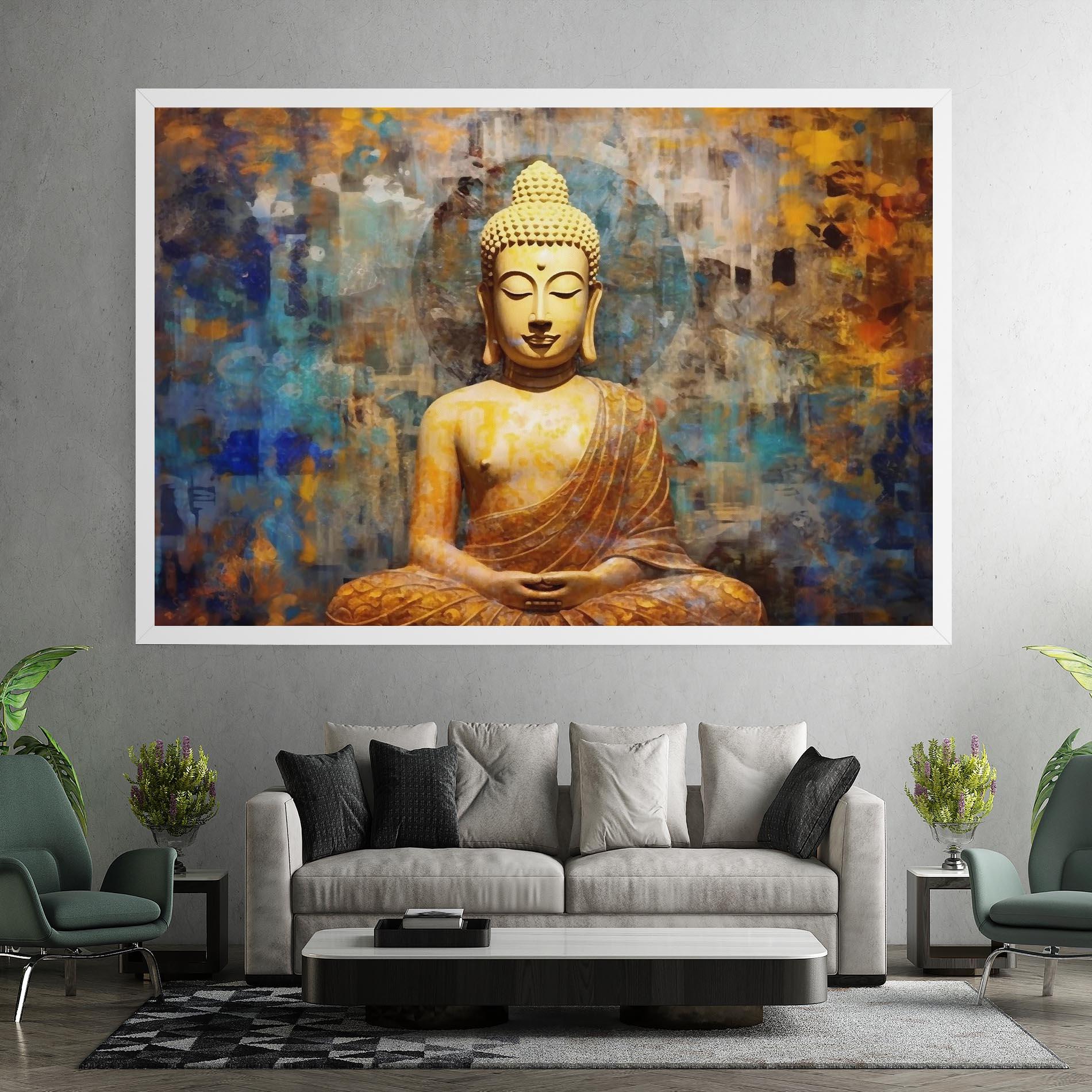 Vászonkép Buddha Blue Gold mockup 7