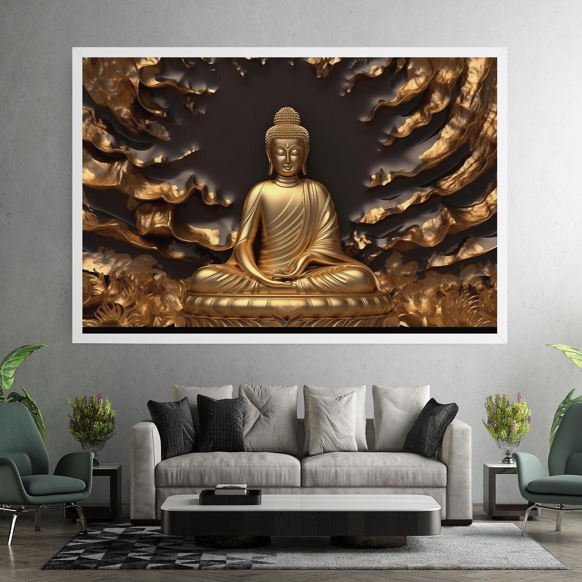 Vászonkép Gold 3d Buddha mockup 7