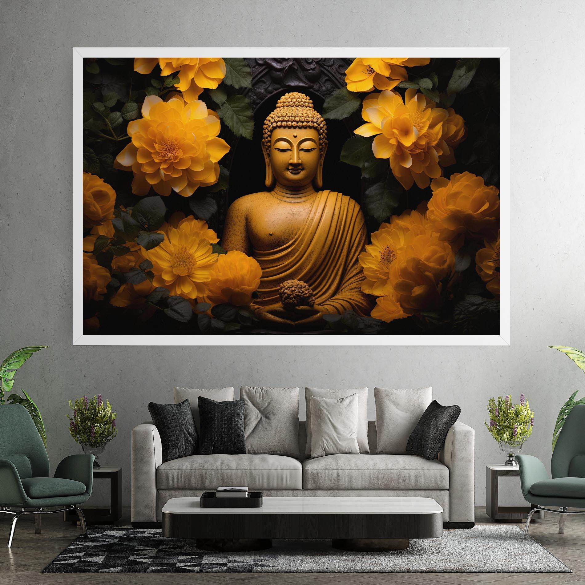 Vászonkép Vecteezy_buddha Statue Surrounded By Yellow Flowers Ai Generated_27745002_860 mockup 7