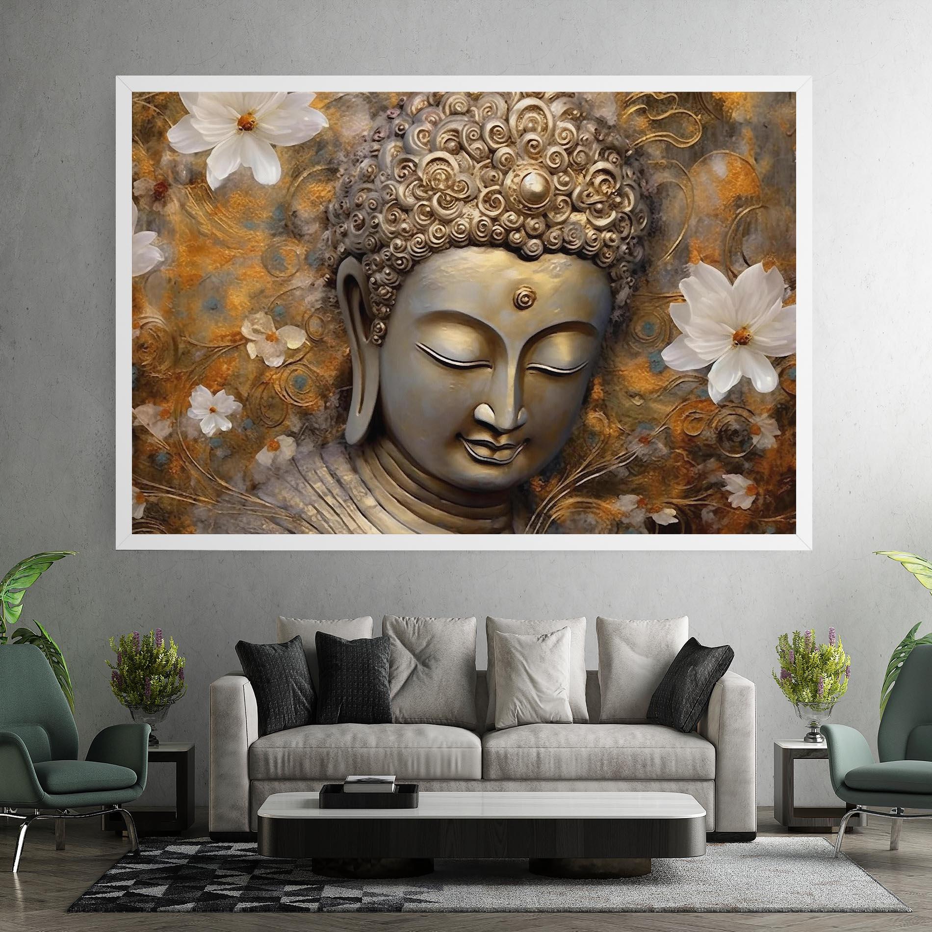 Vászonkép White Flower Buddha Art mockup 7