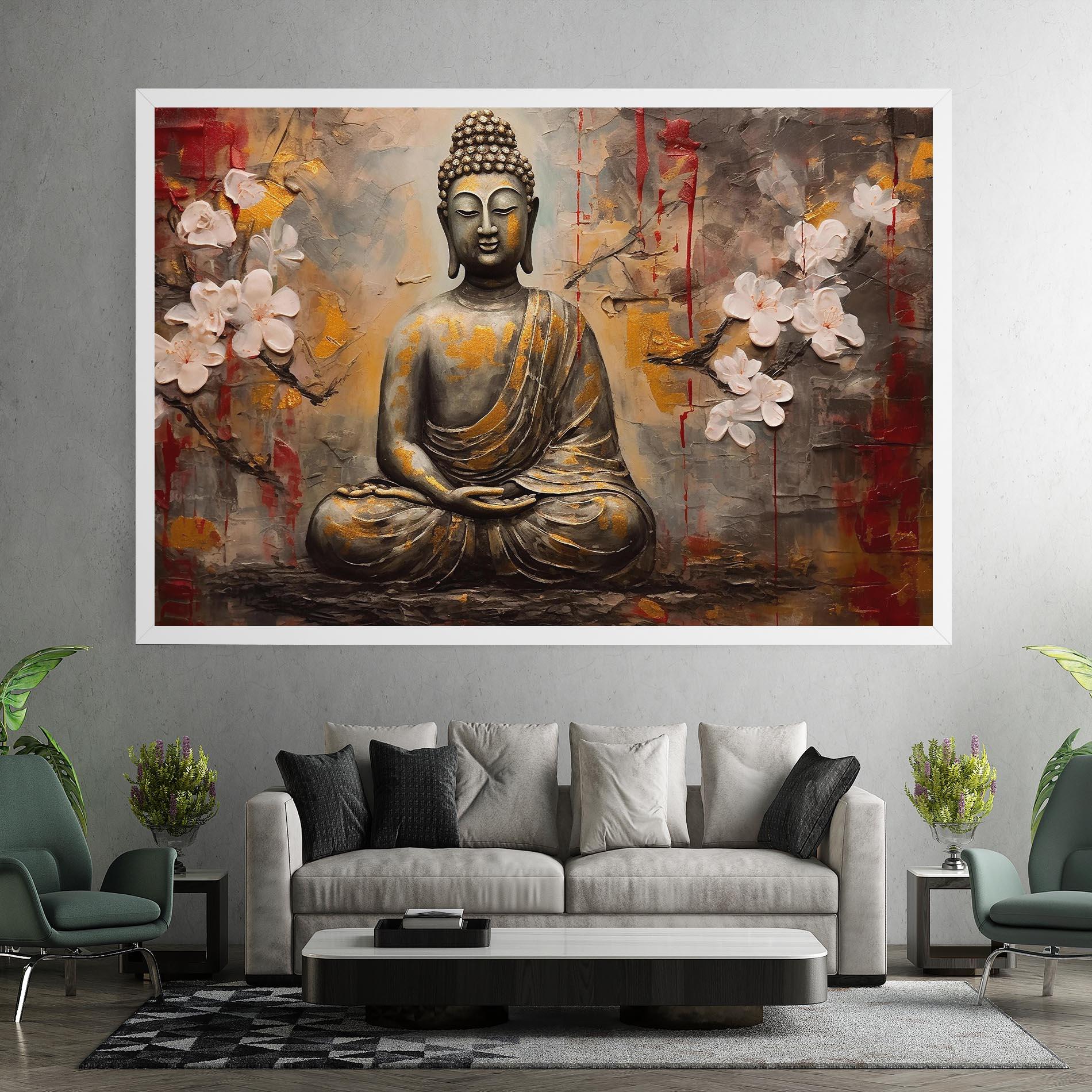 Vászonkép White Red Buddha mockup 7