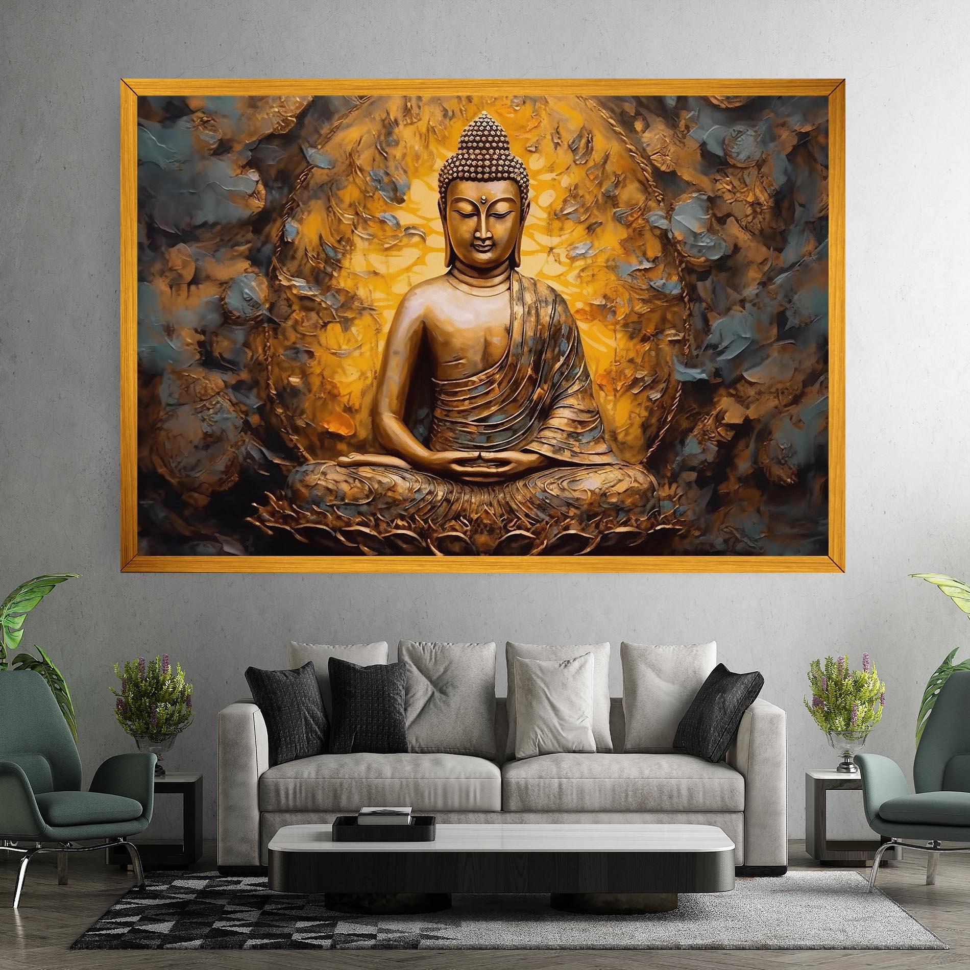 Vászonkép Gold Grey Buddha mockup 7