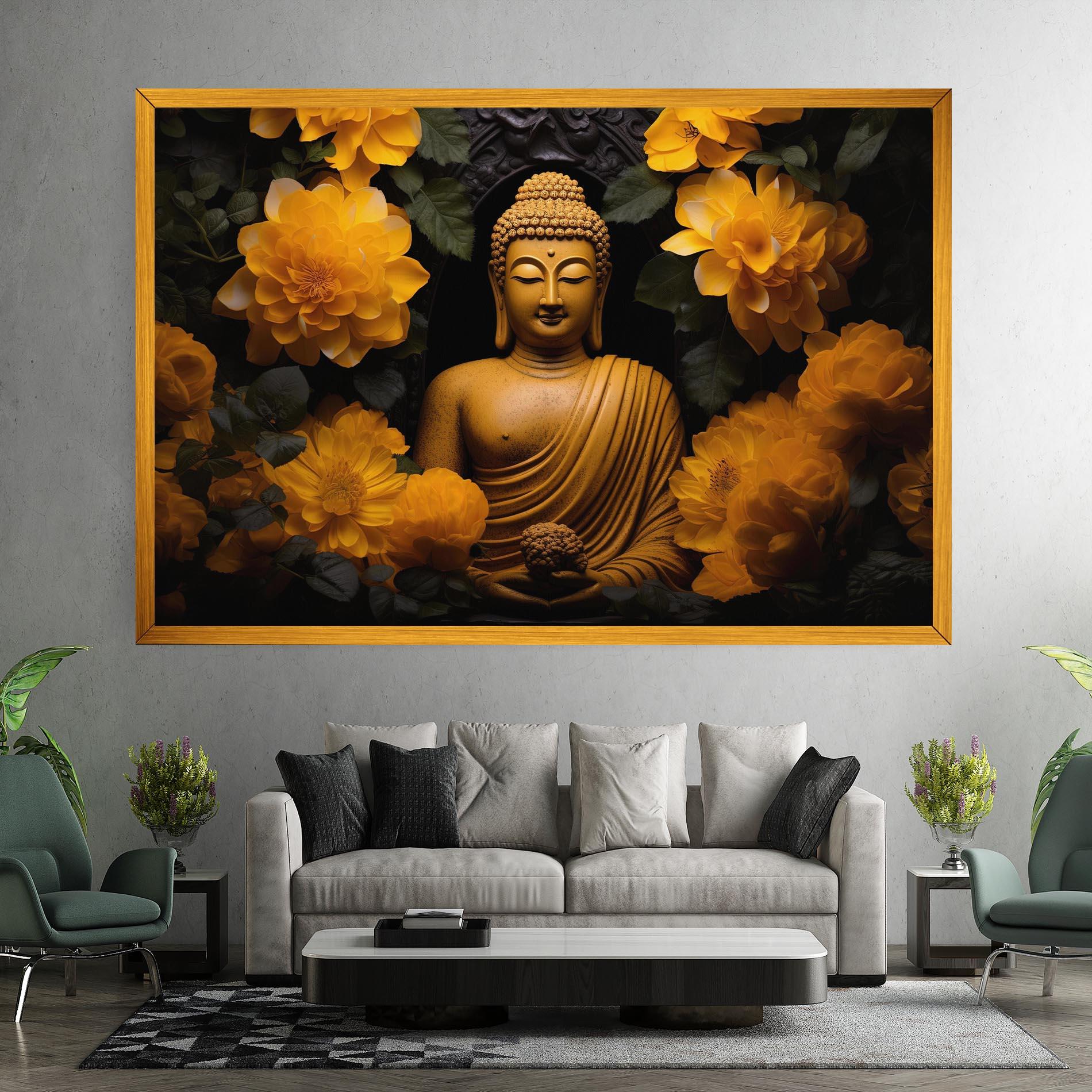 Vászonkép Vecteezy_buddha Statue Surrounded By Yellow Flowers Ai Generated_27745002_860 mockup 7