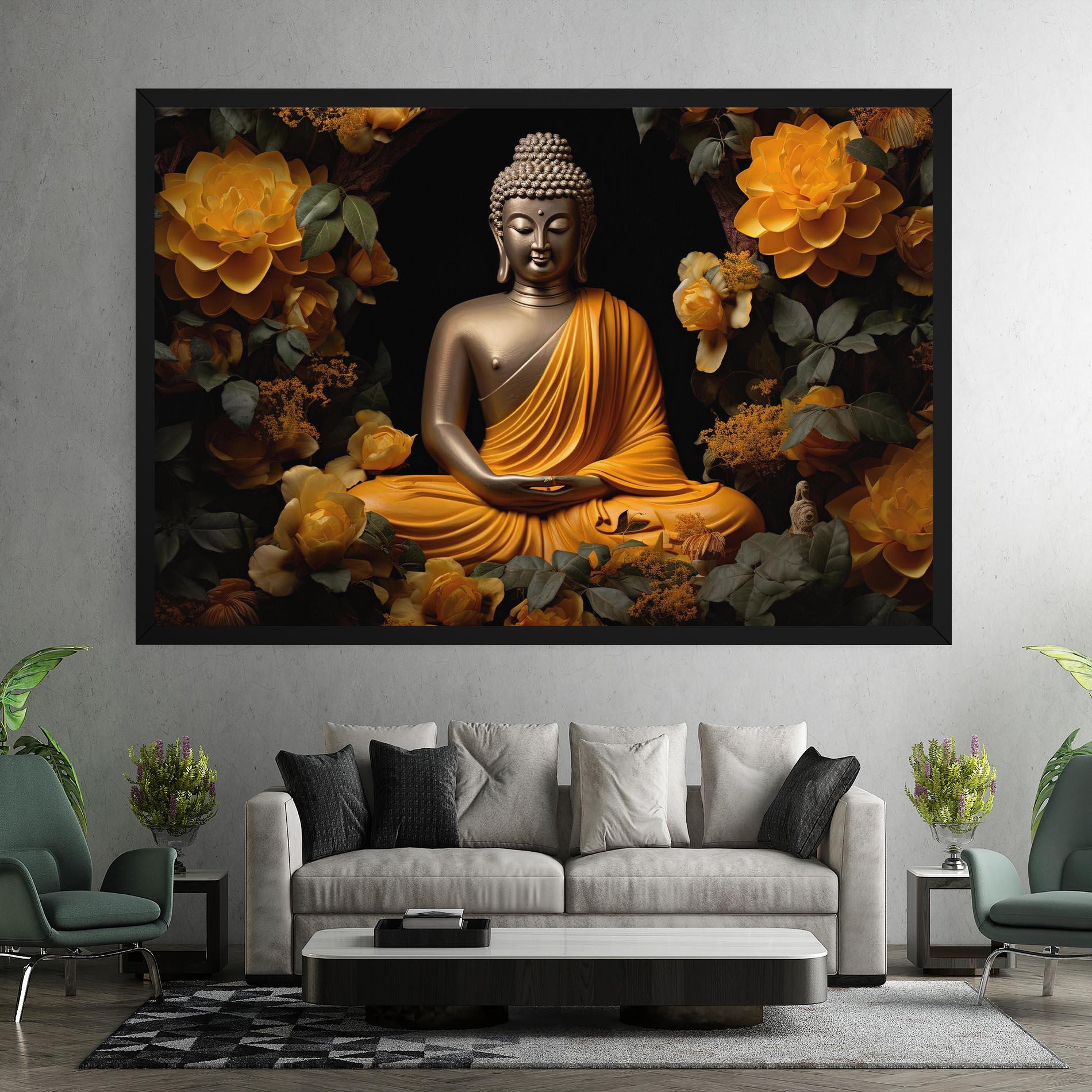 Vászonkép Gold Buddha Flower mockup 7