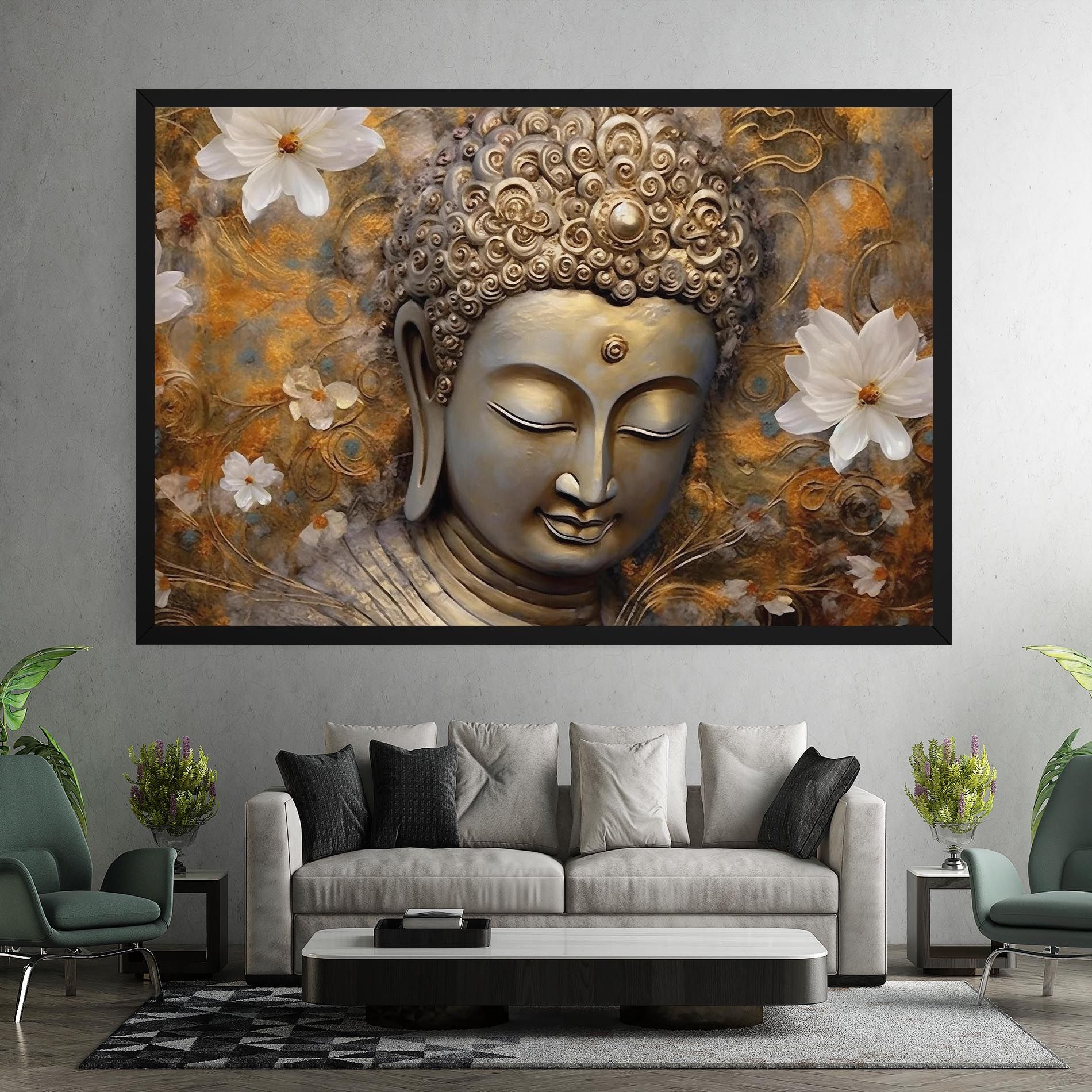 White Flower Buddha Art mockup 7