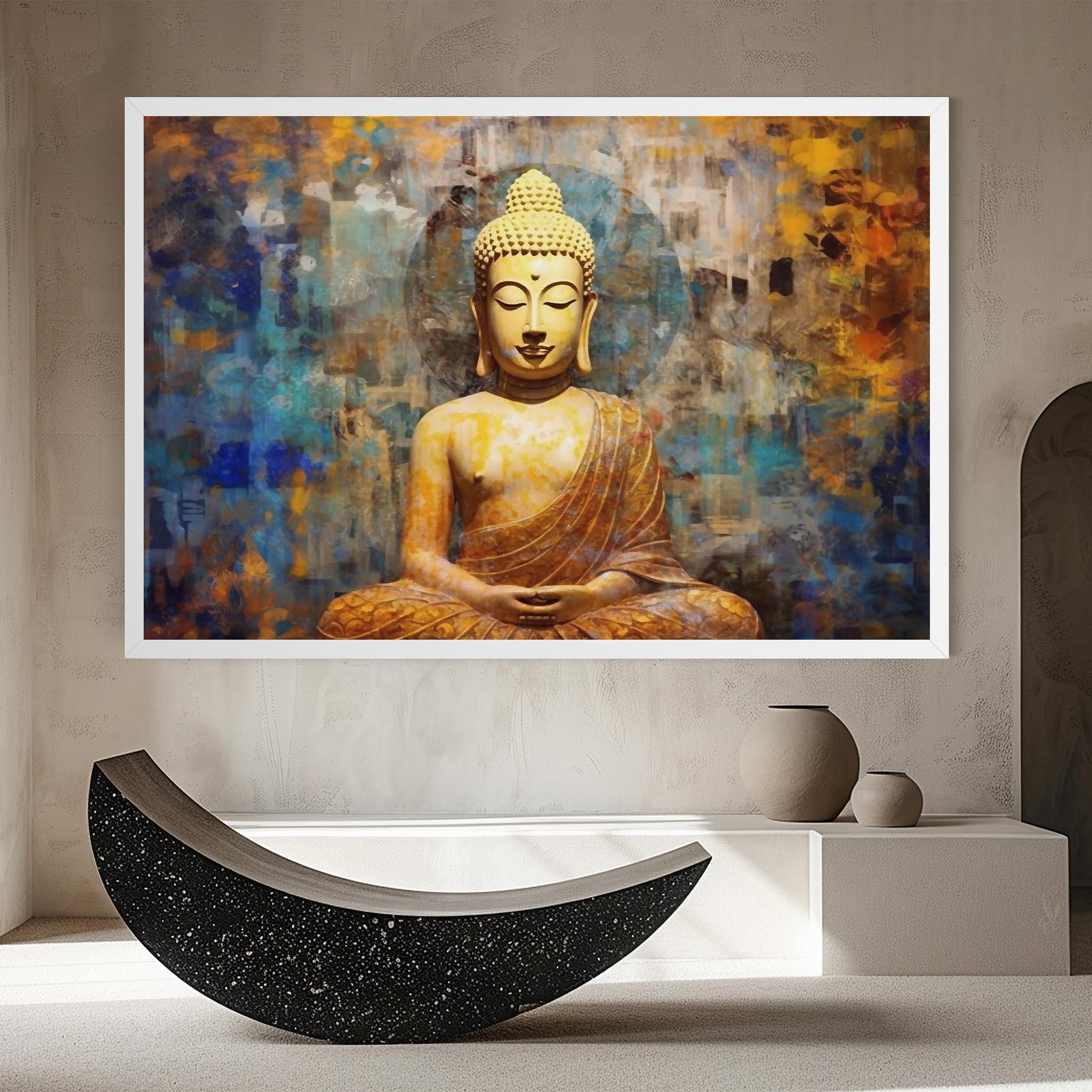 Vászonkép Buddha Blue Gold mockup 8