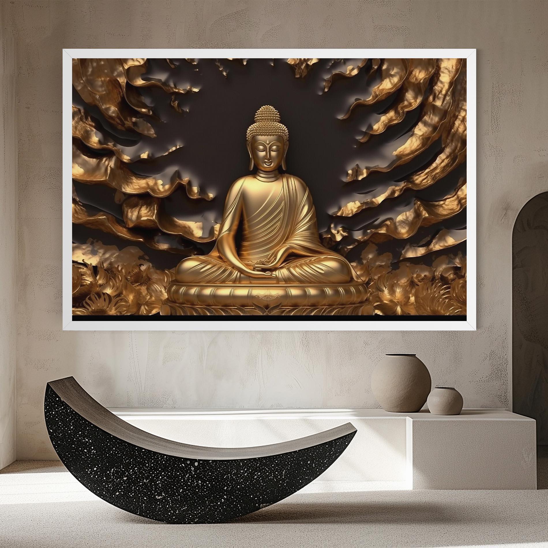 Vászonkép Gold 3d Buddha mockup 8