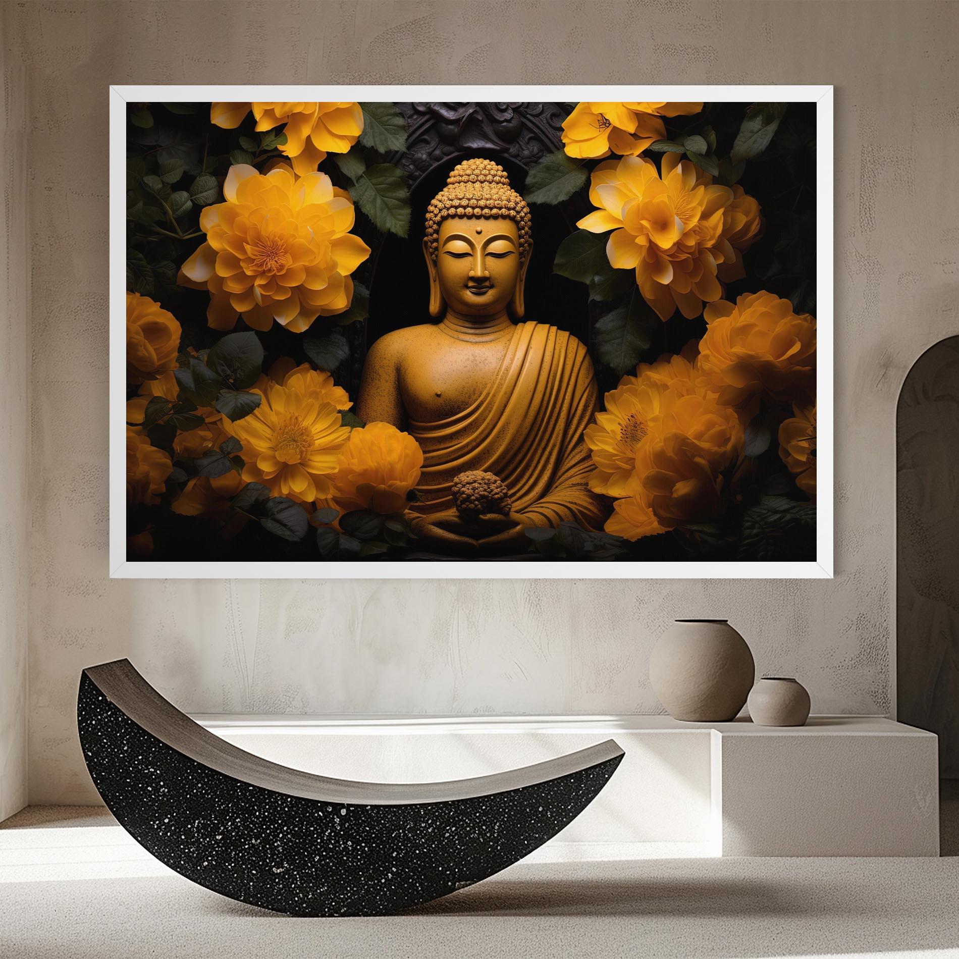 Vászonkép Vecteezy_buddha Statue Surrounded By Yellow Flowers Ai Generated_27745002_860 mockup 8