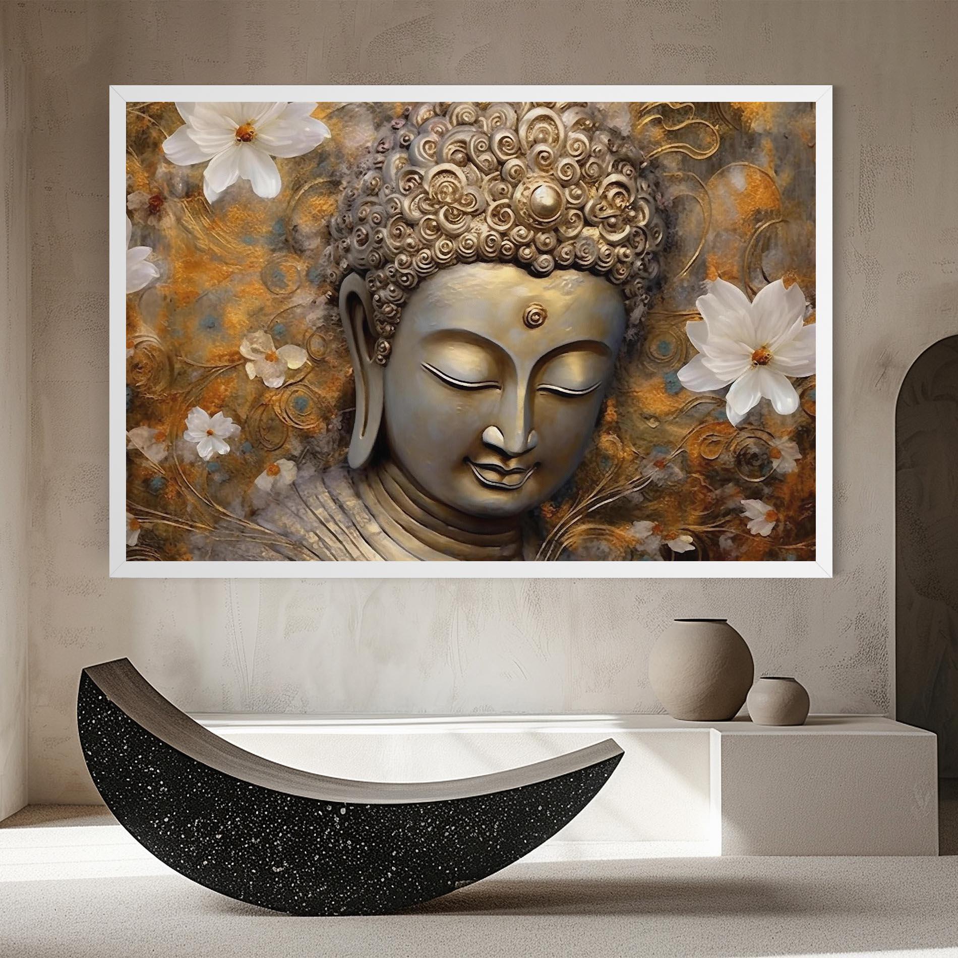 Vászonkép White Flower Buddha Art mockup 8