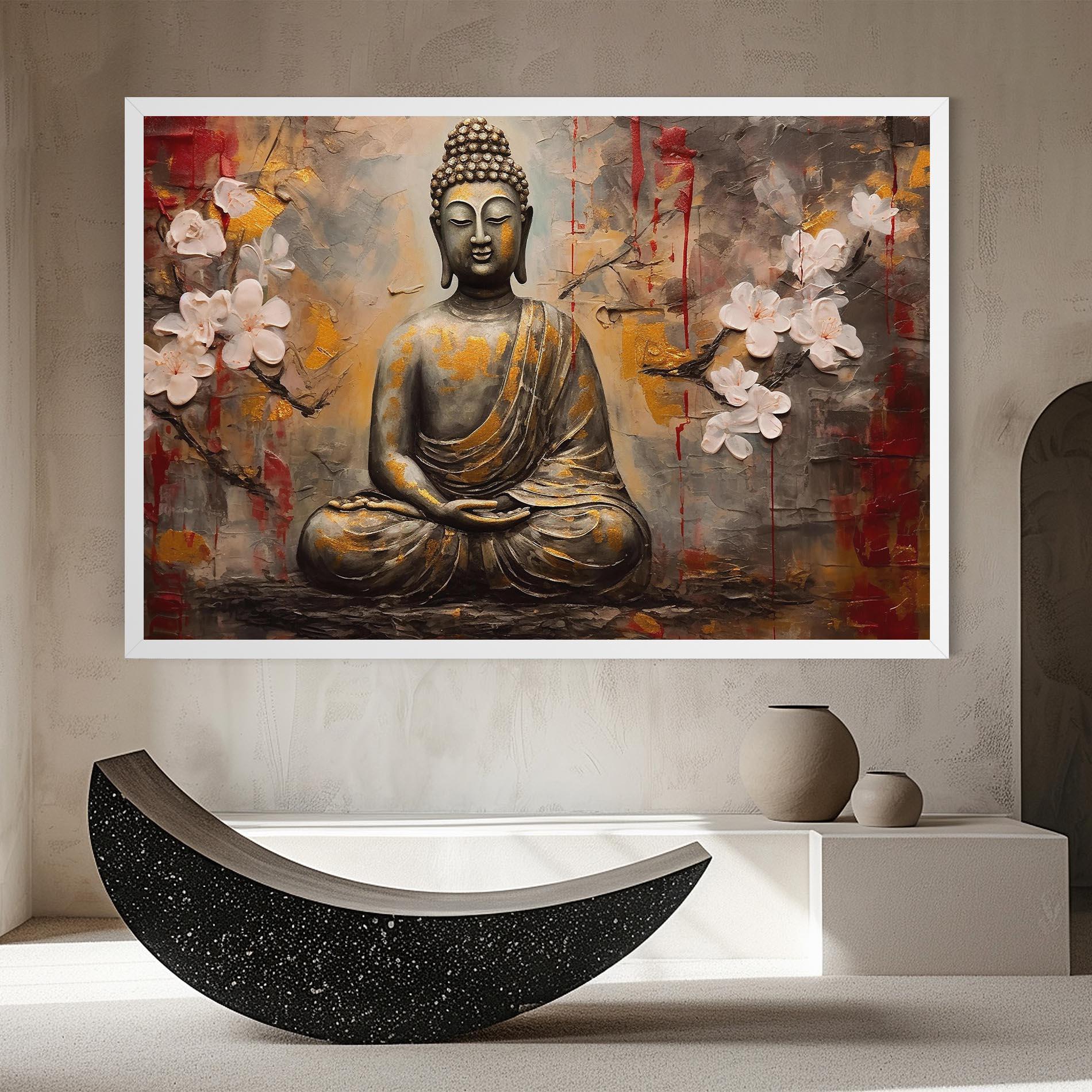 Vászonkép White Red Buddha mockup 8