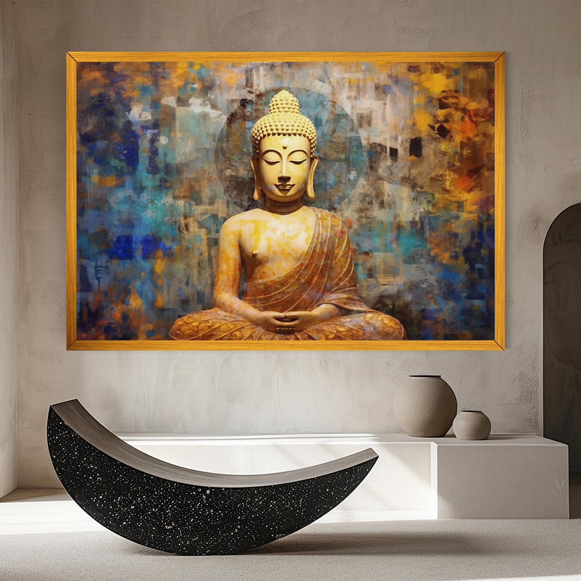 Vászonkép Buddha Blue Gold mockup 8