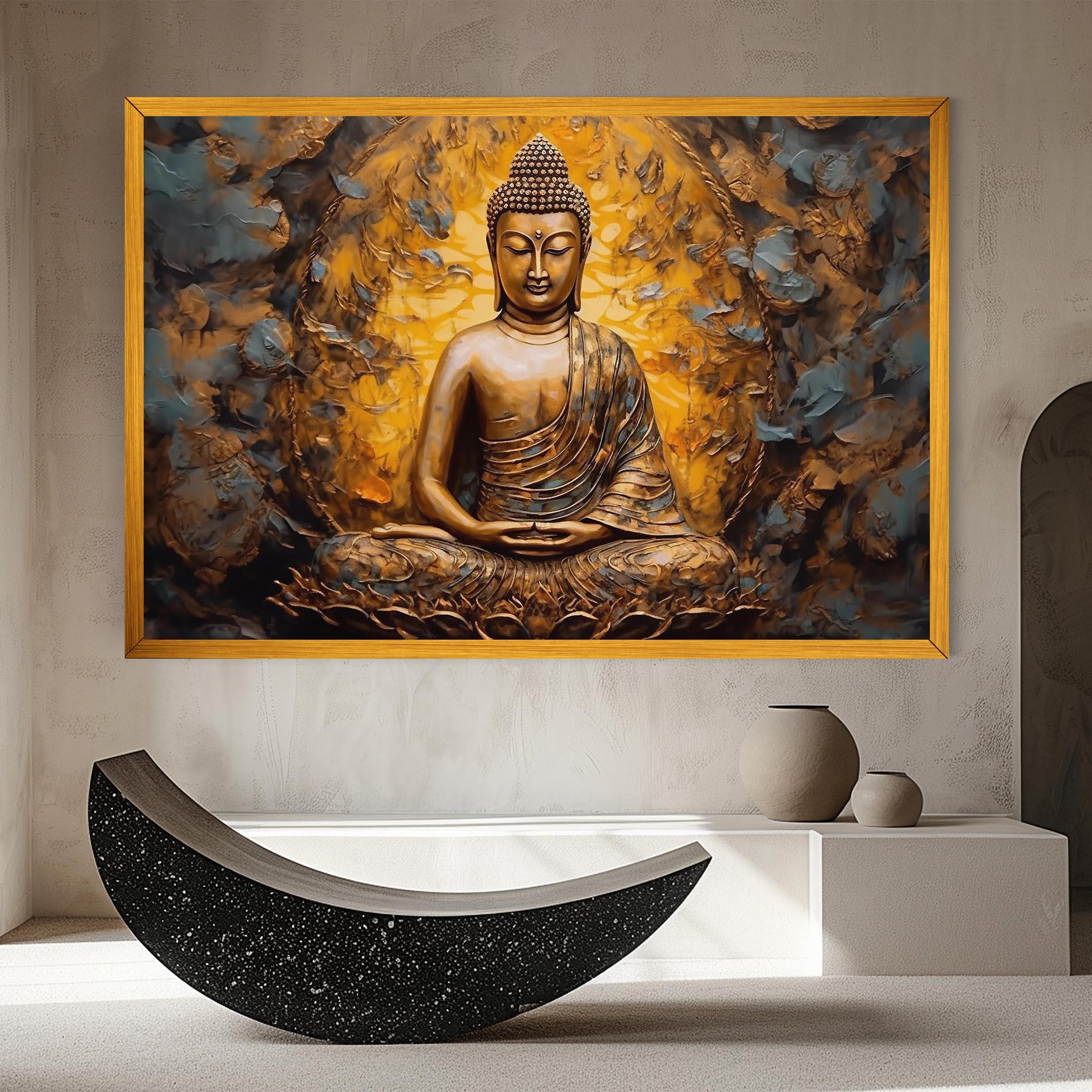 Vászonkép Gold Grey Buddha mockup 8