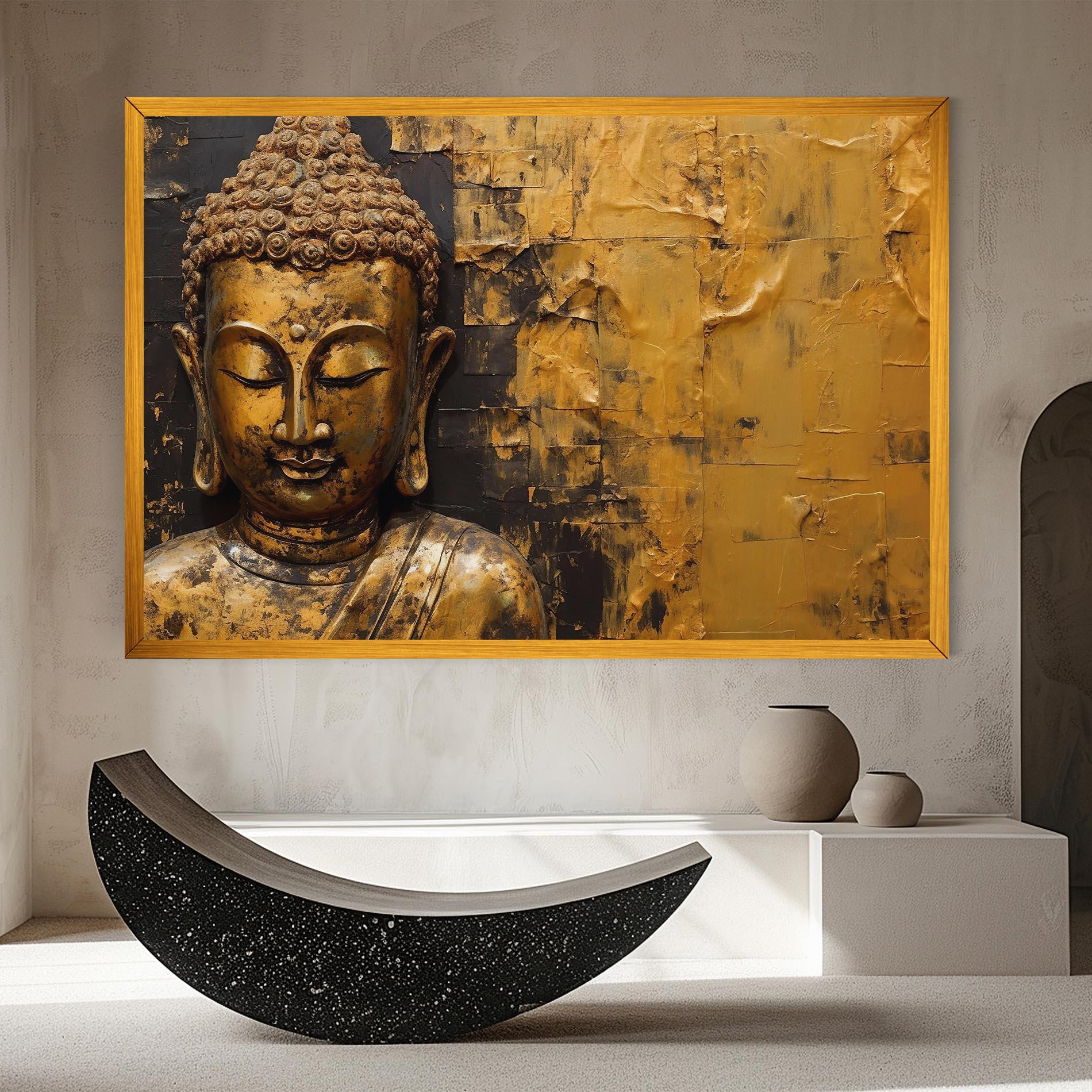 Vászonkép Gold Paint Buddha mockup 8