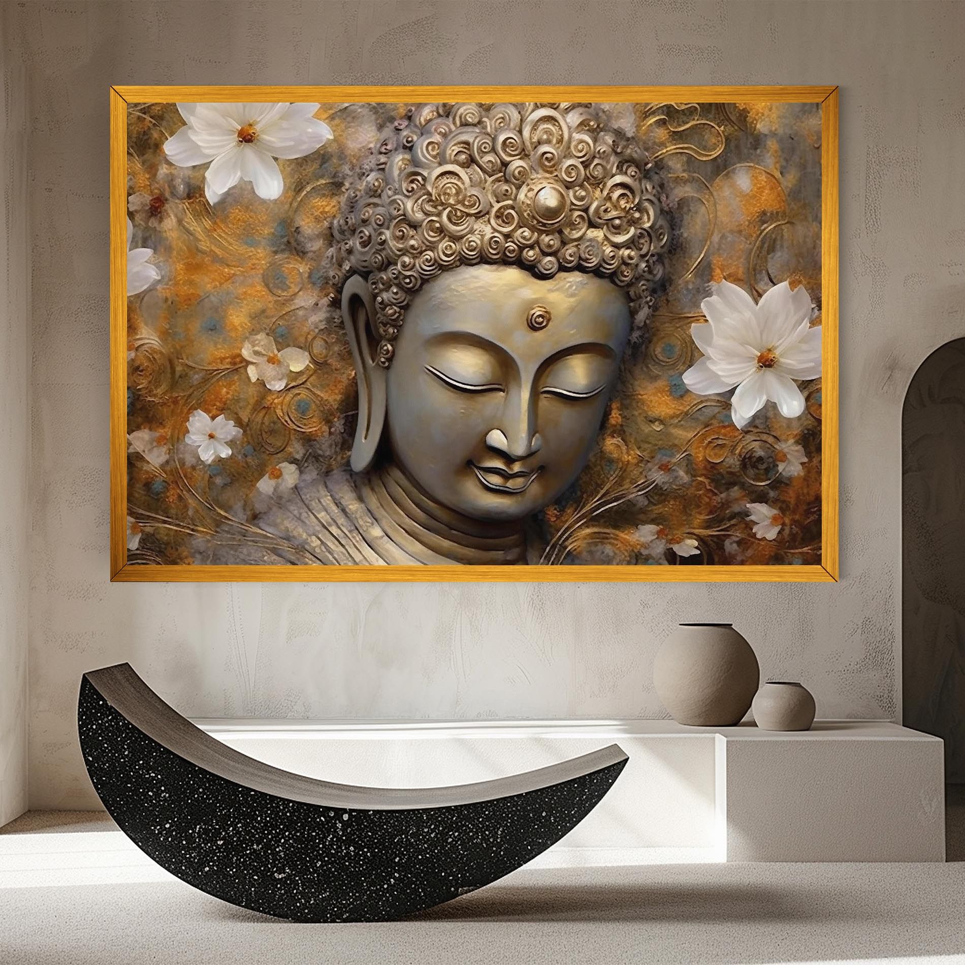 White Flower Buddha Art mockup 8