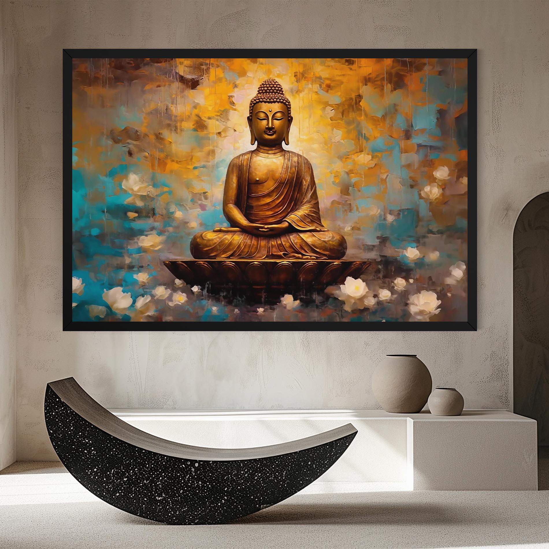 Vászonkép Blue Gold Buddha mockup 8