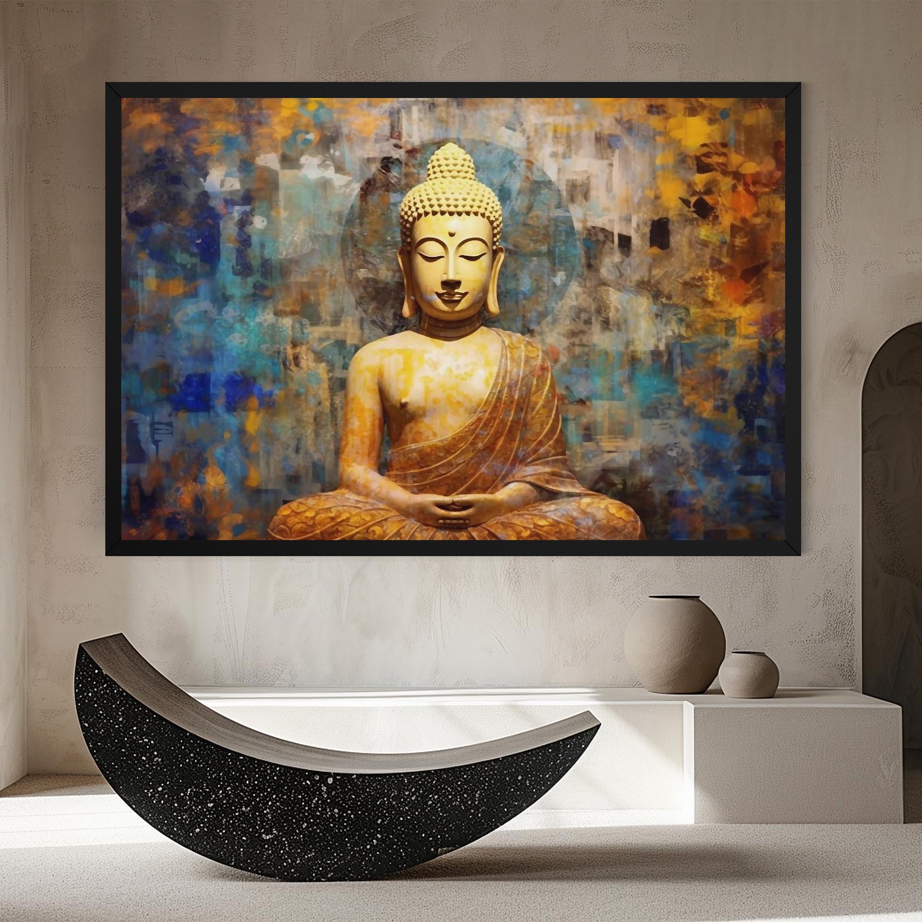 Vászonkép Buddha Blue Gold mockup 8
