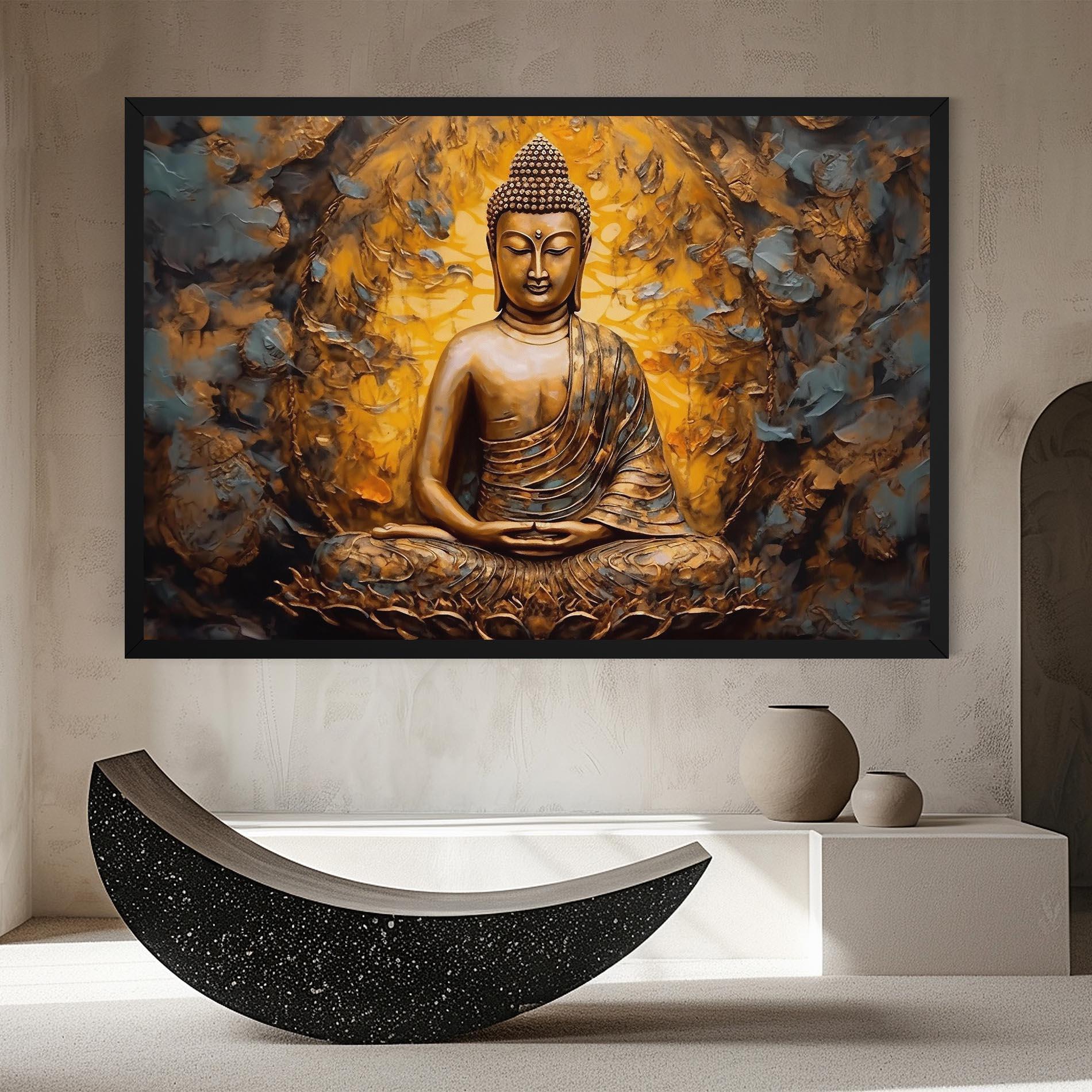 Vászonkép Gold Grey Buddha mockup 8