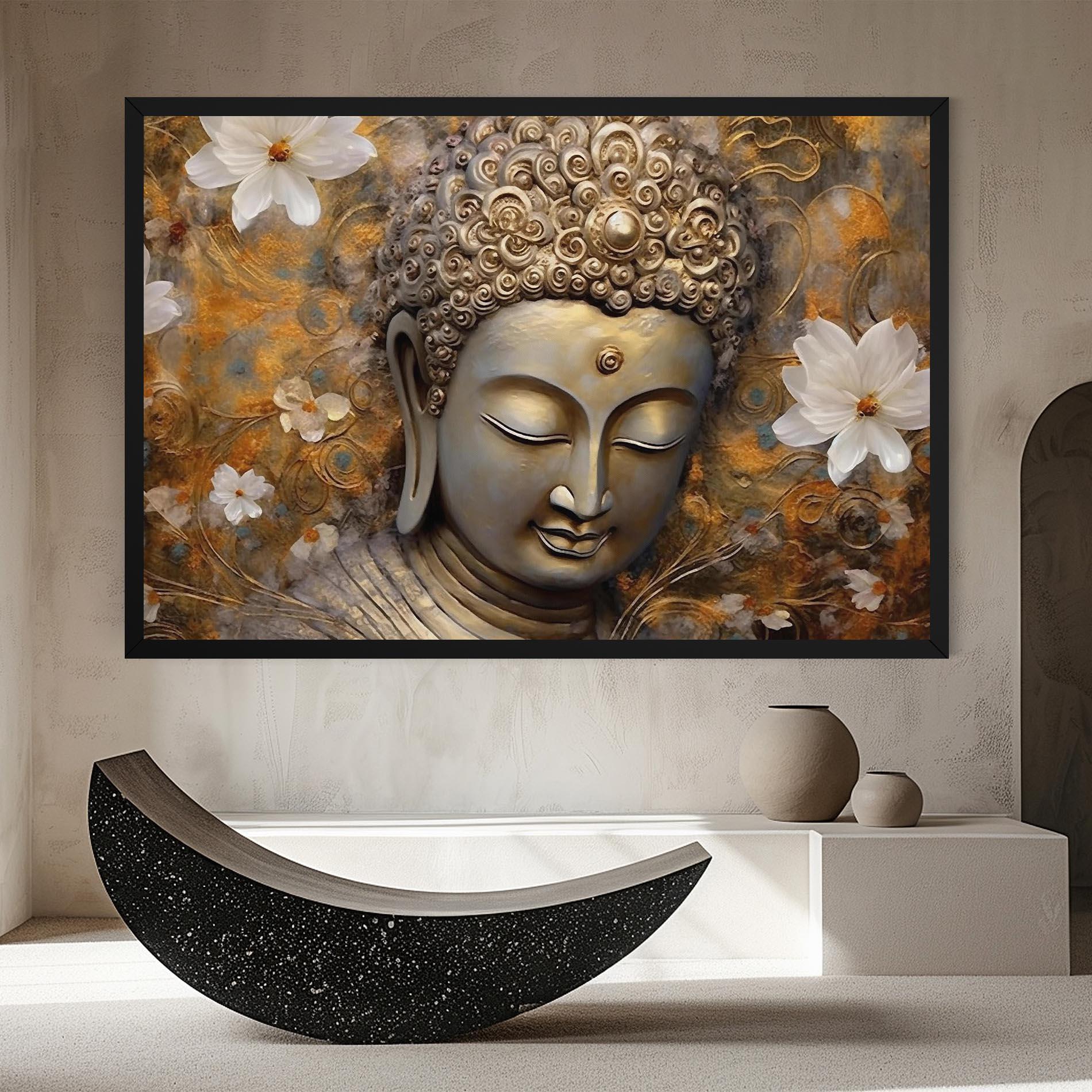 Vászonkép White Flower Buddha Art mockup 8