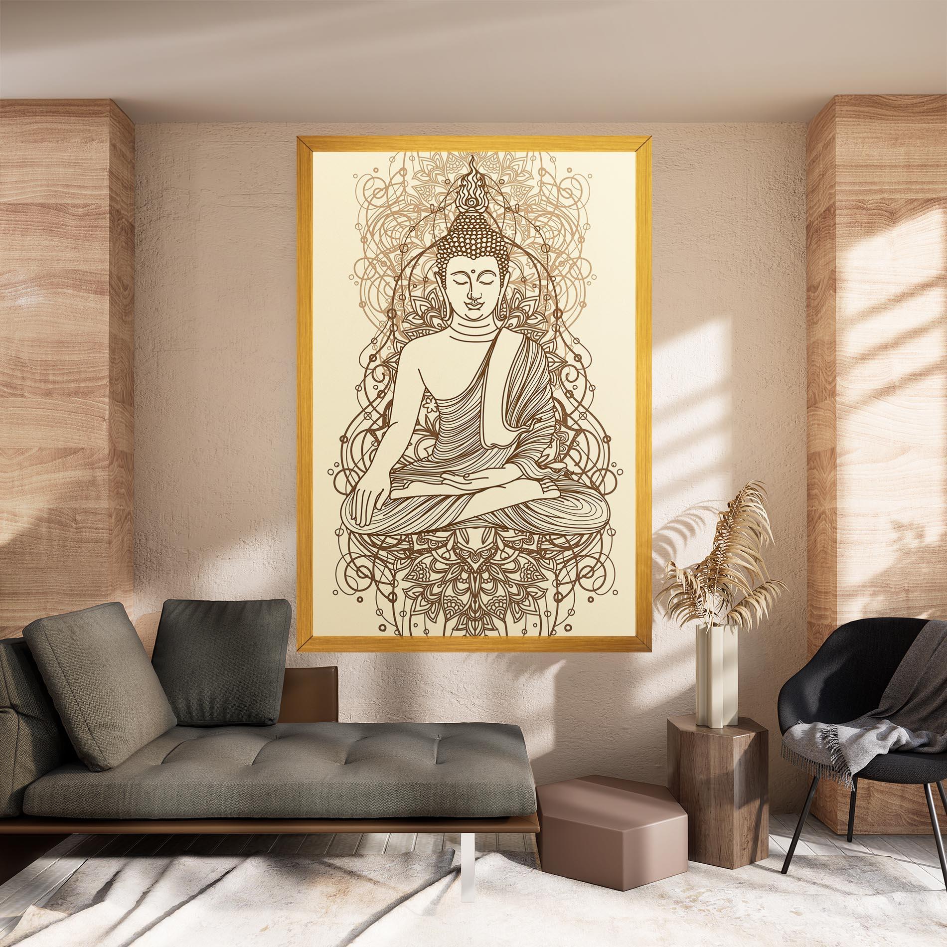 Vászonkép Brown Line Buddha mockup 8