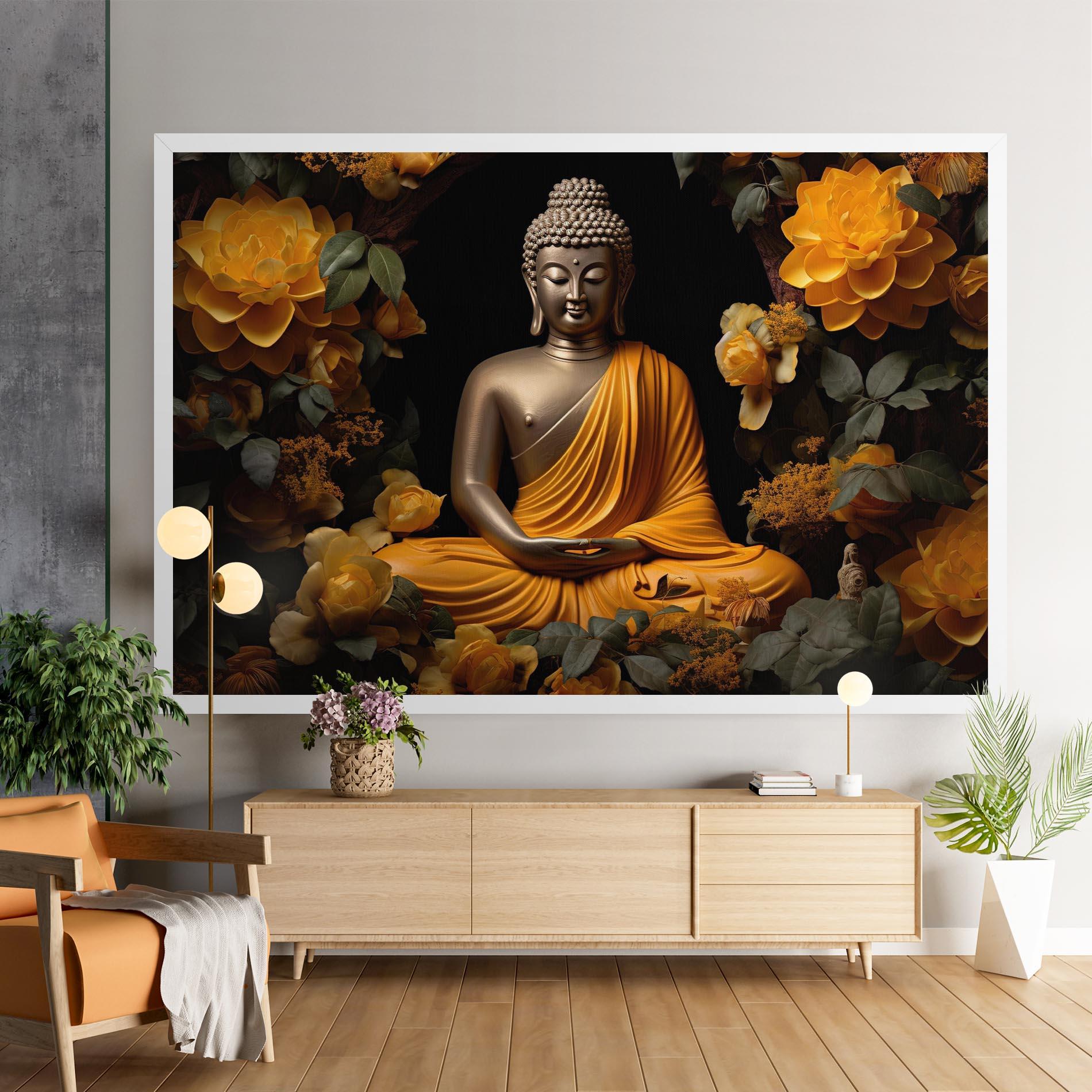 Vászonkép Gold Buddha Flower mockup 9