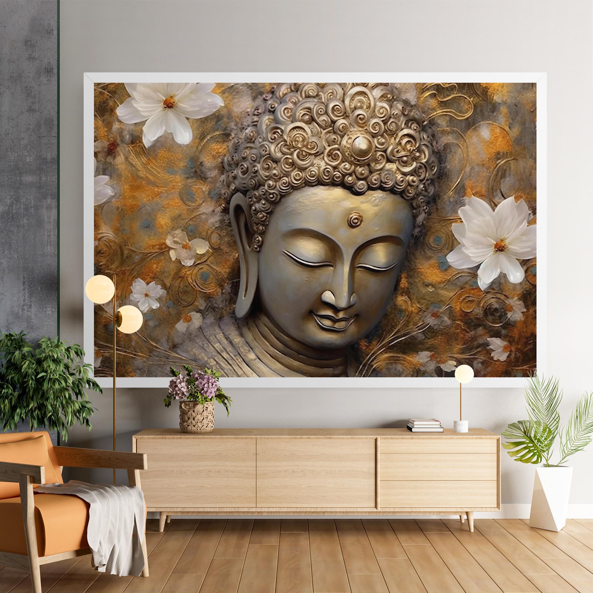 Vászonkép White Flower Buddha Art mockup 9