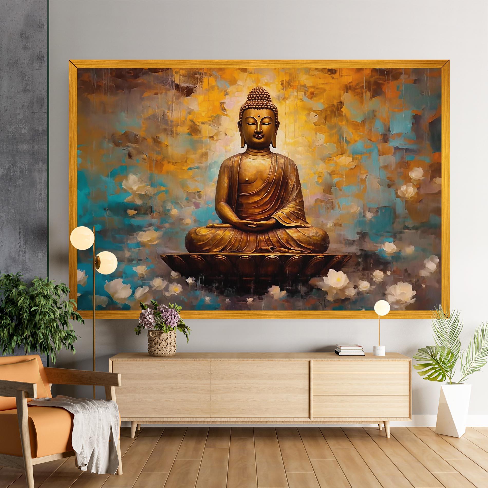 Vászonkép Blue Gold Buddha mockup 9