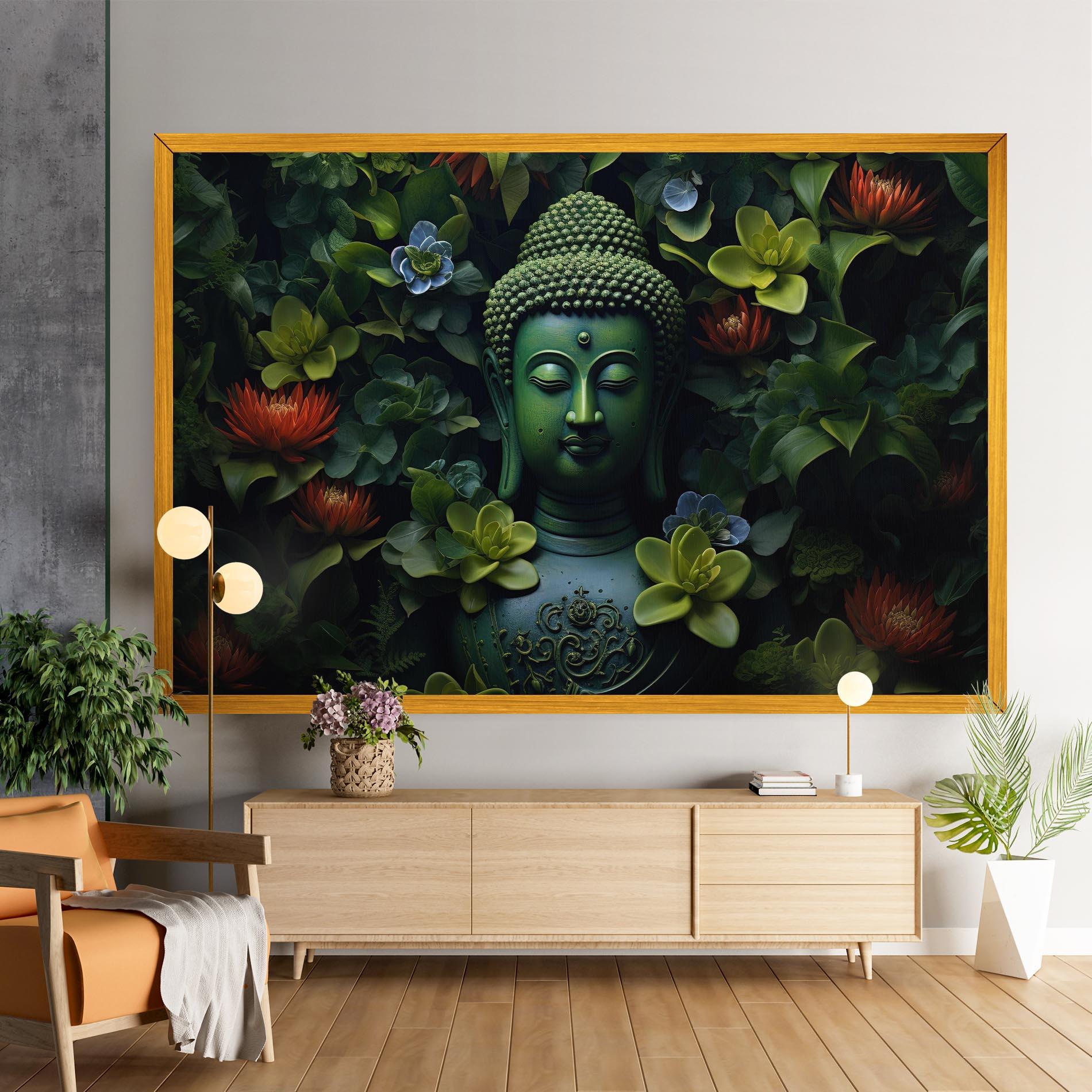 Vászonkép Blue Light Buddha mockup 9