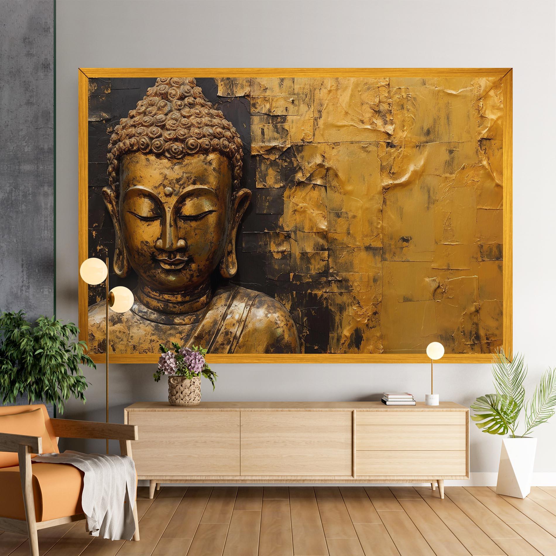 Vászonkép Gold Paint Buddha mockup 9