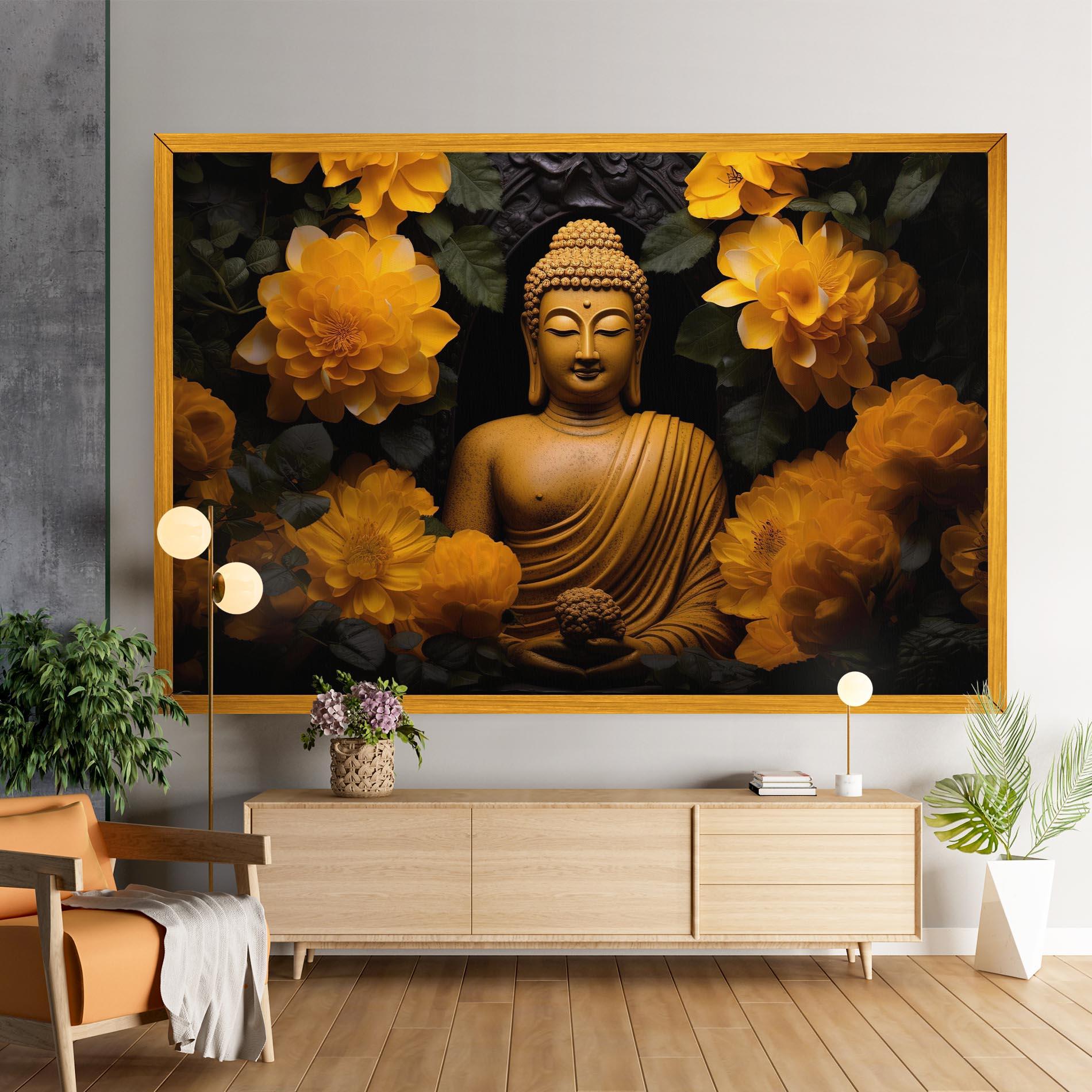 Vászonkép Vecteezy_buddha Statue Surrounded By Yellow Flowers Ai Generated_27745002_860 mockup 9
